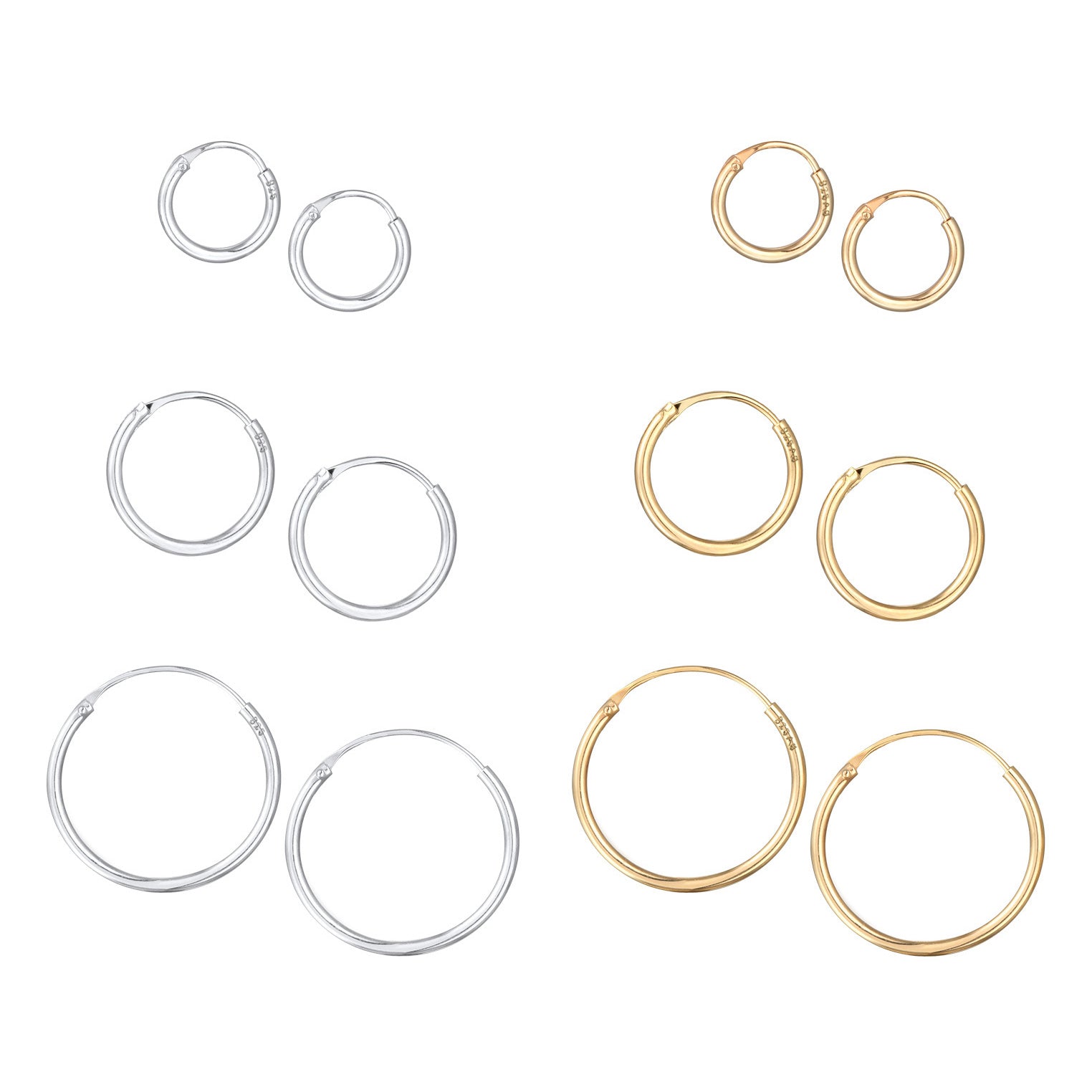 Zweifarbig - Elli | Ohrringset Bicolor | 925er Sterling Silber Vergoldet