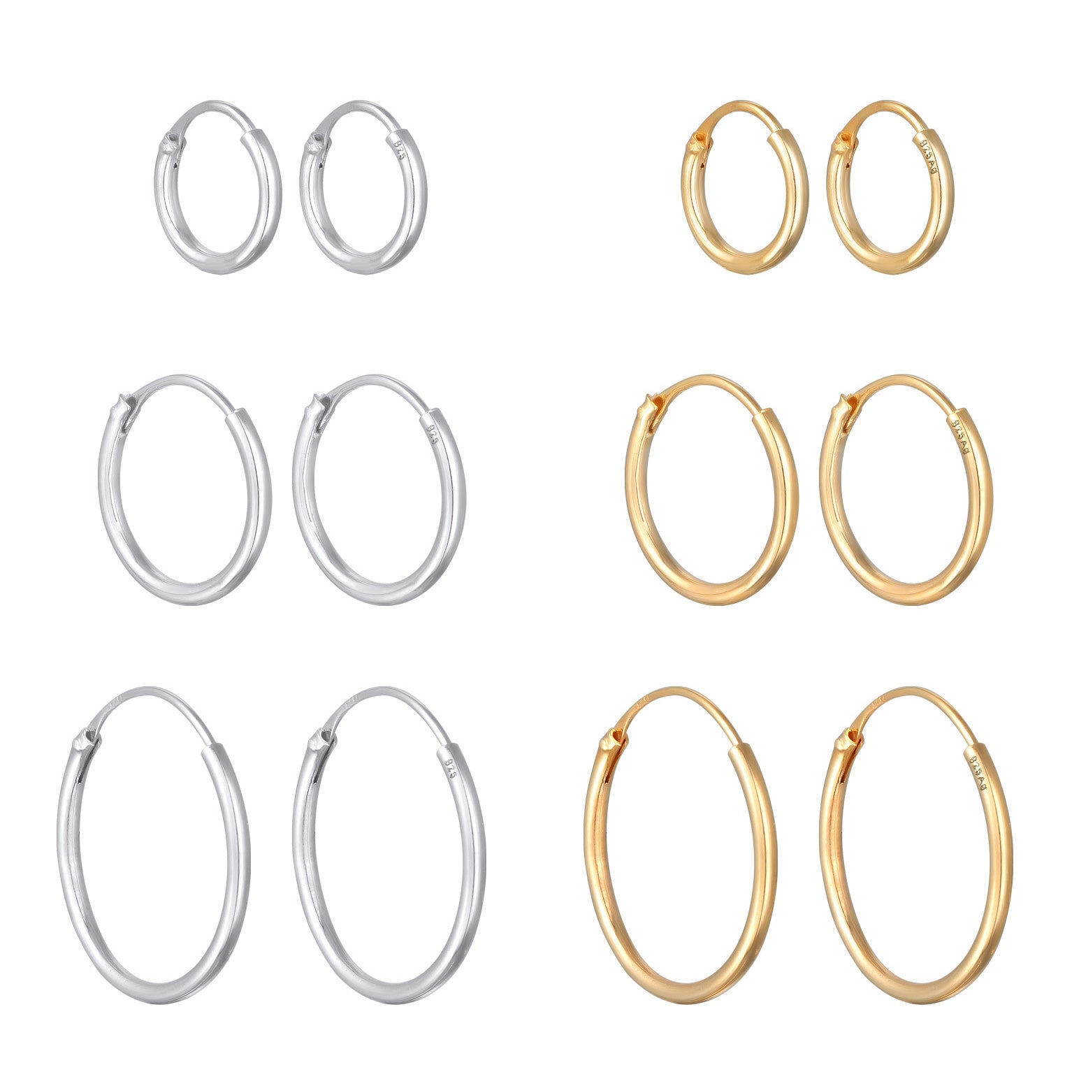 Zweifarbig - Elli | Ohrringset Bicolor | 925er Sterling Silber Vergoldet
