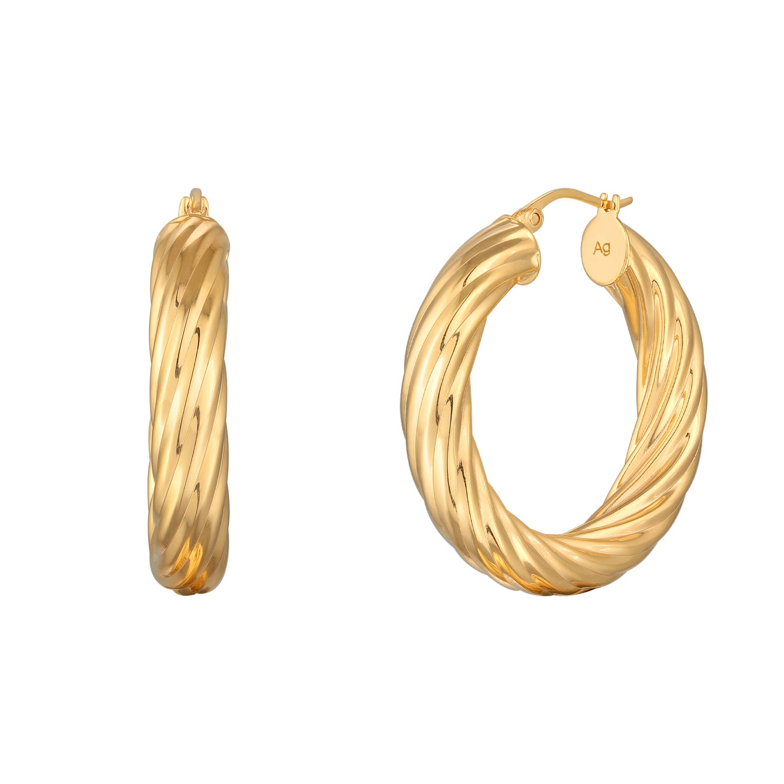 Gold - Elli PREMIUM | Creolen Chunky Organic | 925er Sterling Silber Vergoldet