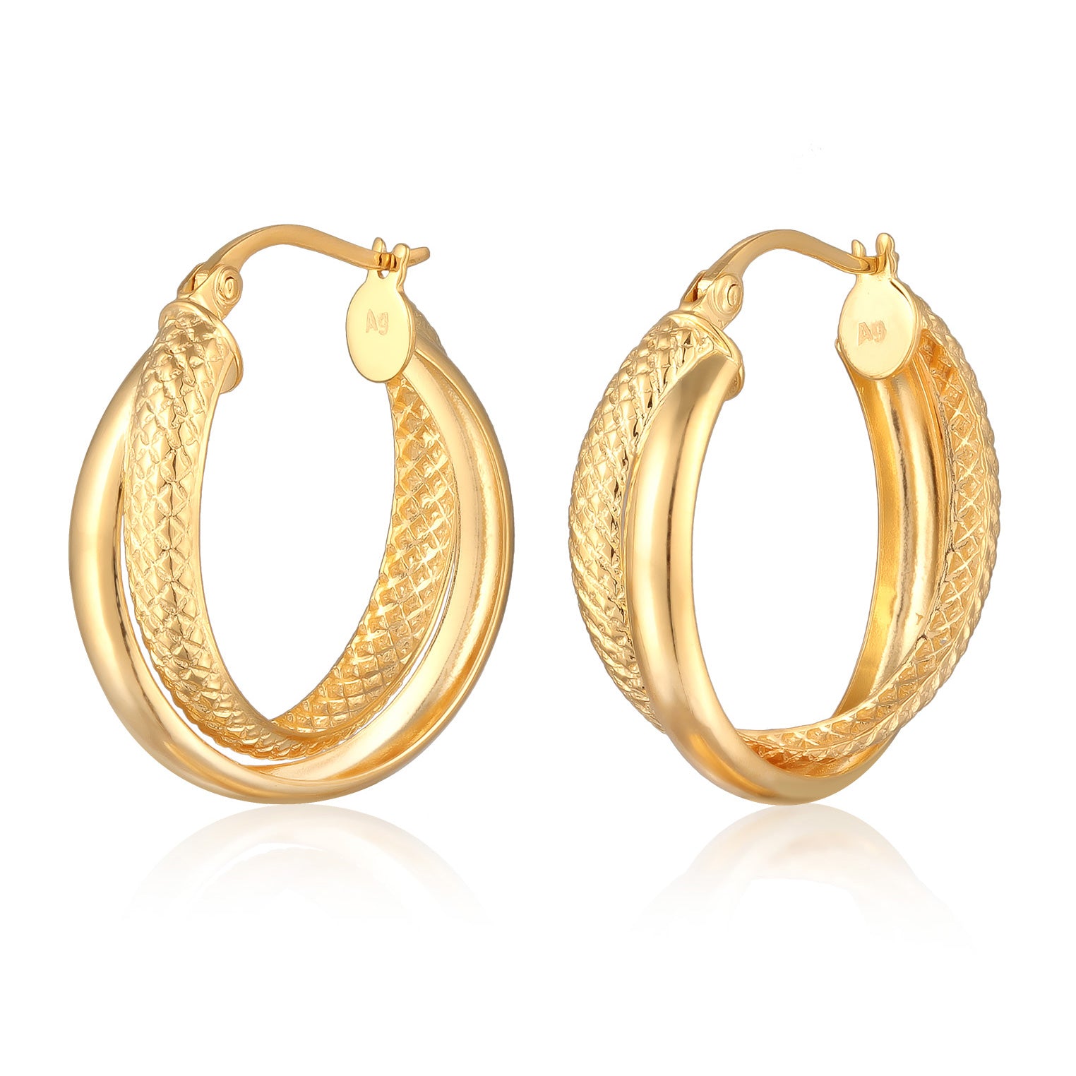 Gold - Elli | Creolen Gedreht Elegant | 925er Sterling Silber Vergoldet