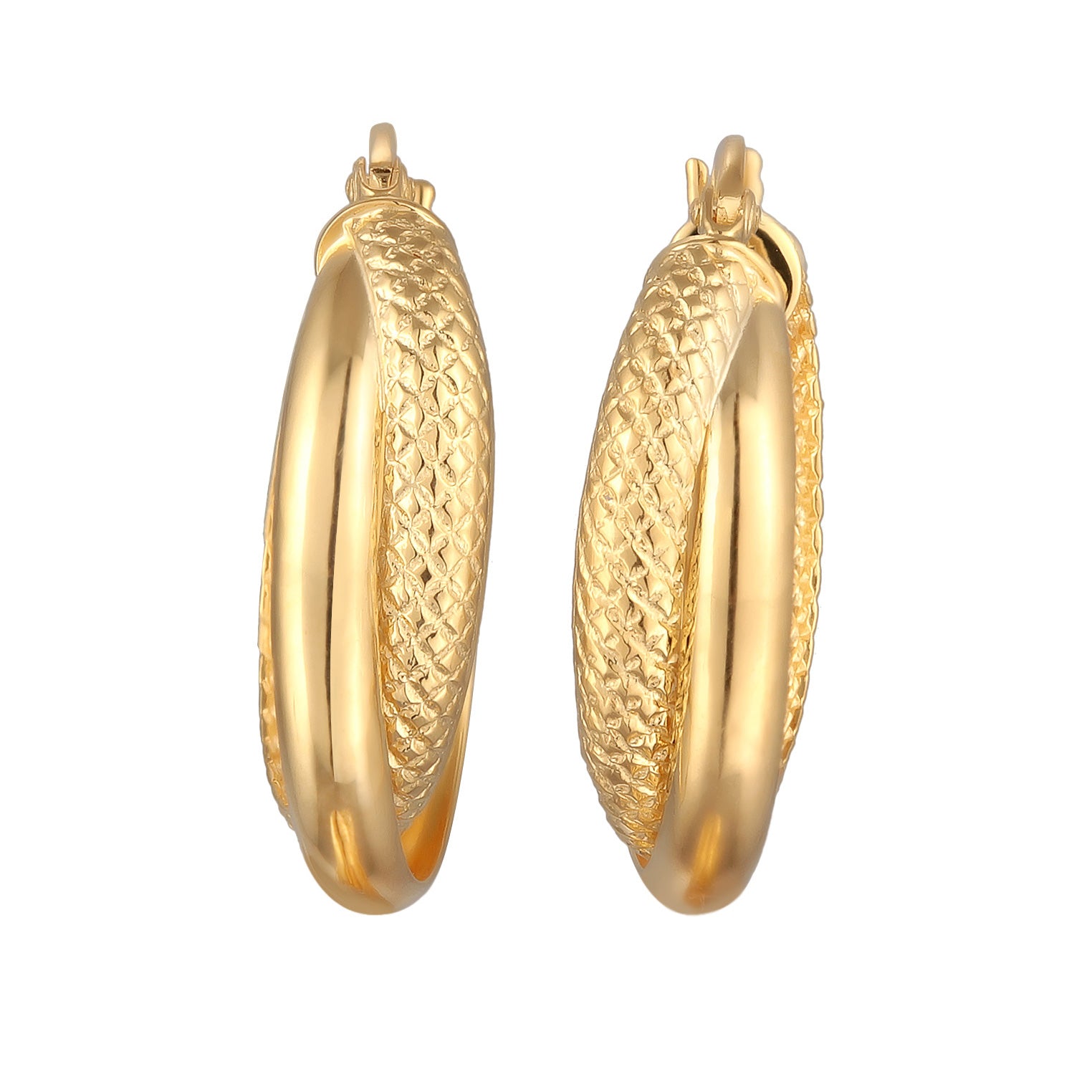 Gold - Elli | Creolen Gedreht Elegant | 925er Sterling Silber Vergoldet