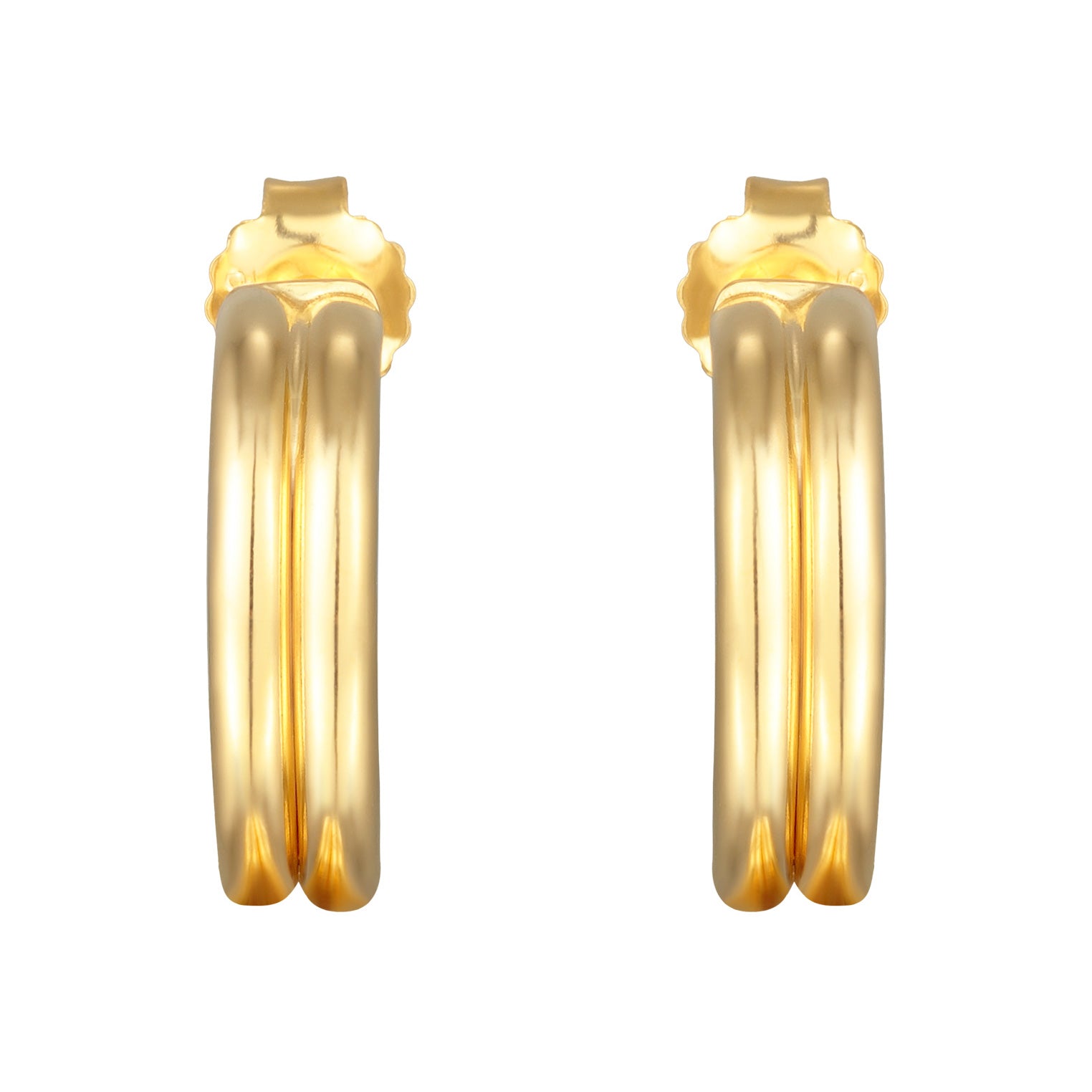 Gold - Elli | Creolen Stecker Rillen | 925er Sterling Silber Vergoldet