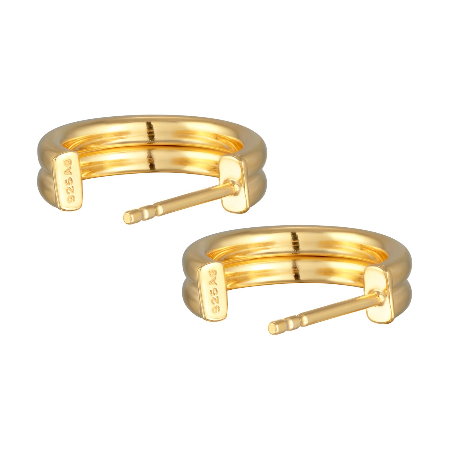 Gold - Elli | Creolen Stecker Rillen | 925er Sterling Silber Vergoldet