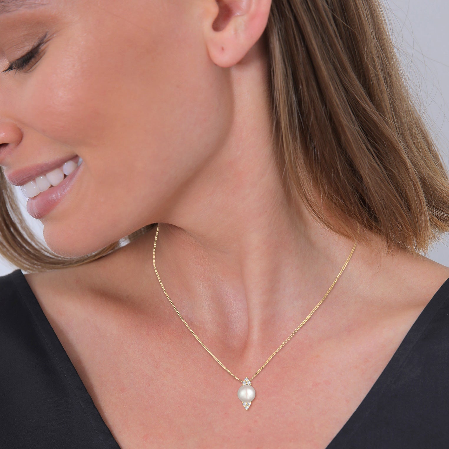 Gold - Elli PREMIUM | Anhänger Elegant | Süßwasserperle | 925er Sterling Silber Vergoldet
