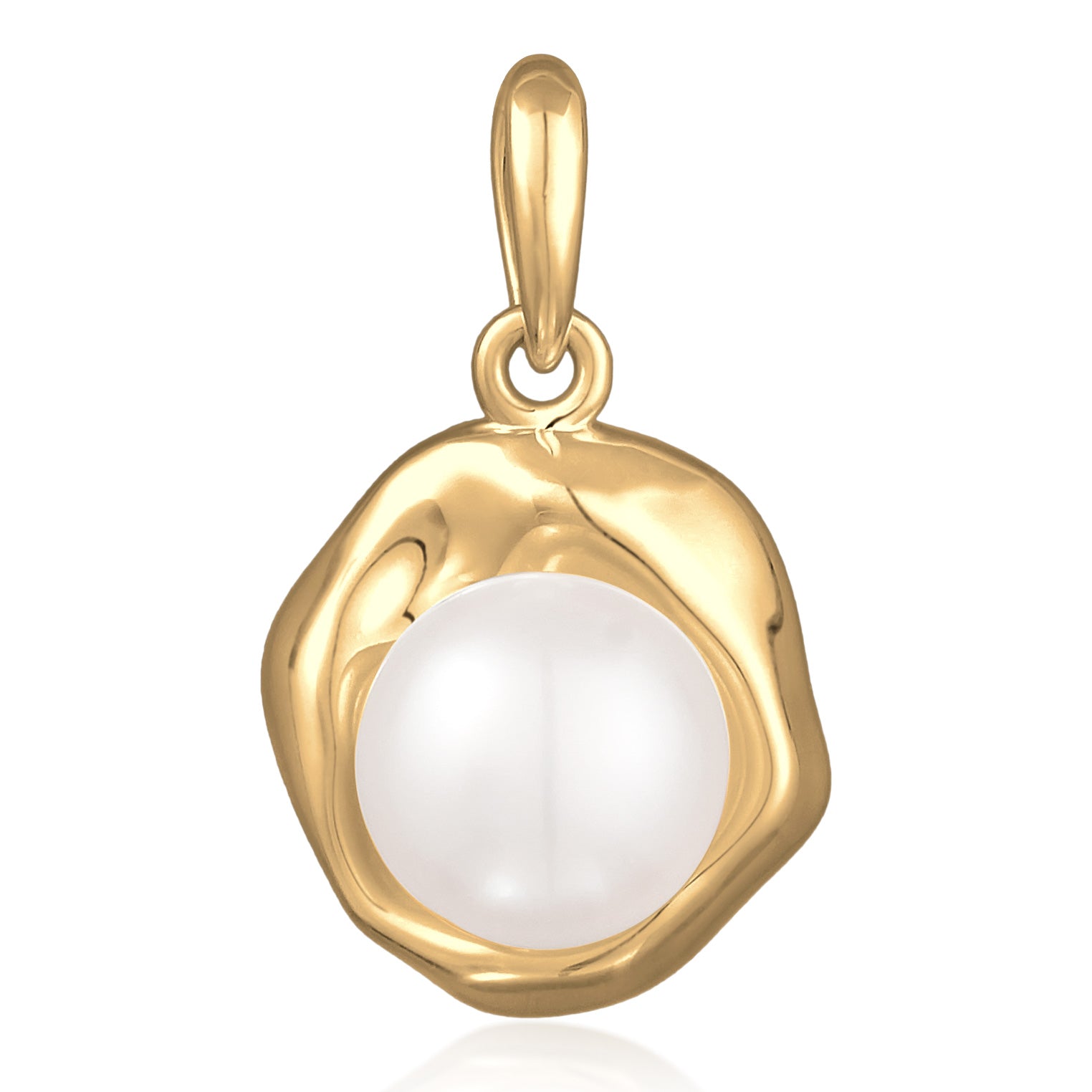 Gold - Elli PREMIUM | Anhänger Organic | Süßwasserperle | 925er Sterling Silber Vergoldet