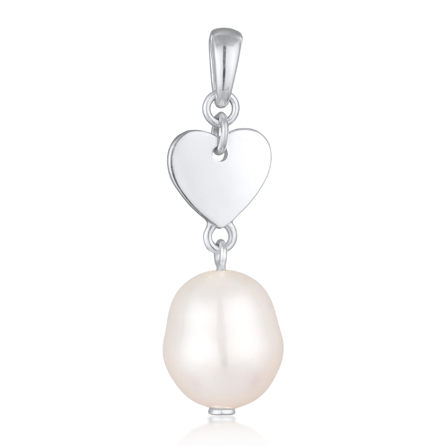 Silber - Nenalina | Anhänger Herz | Süßwasserperle | 925er Sterling Silber