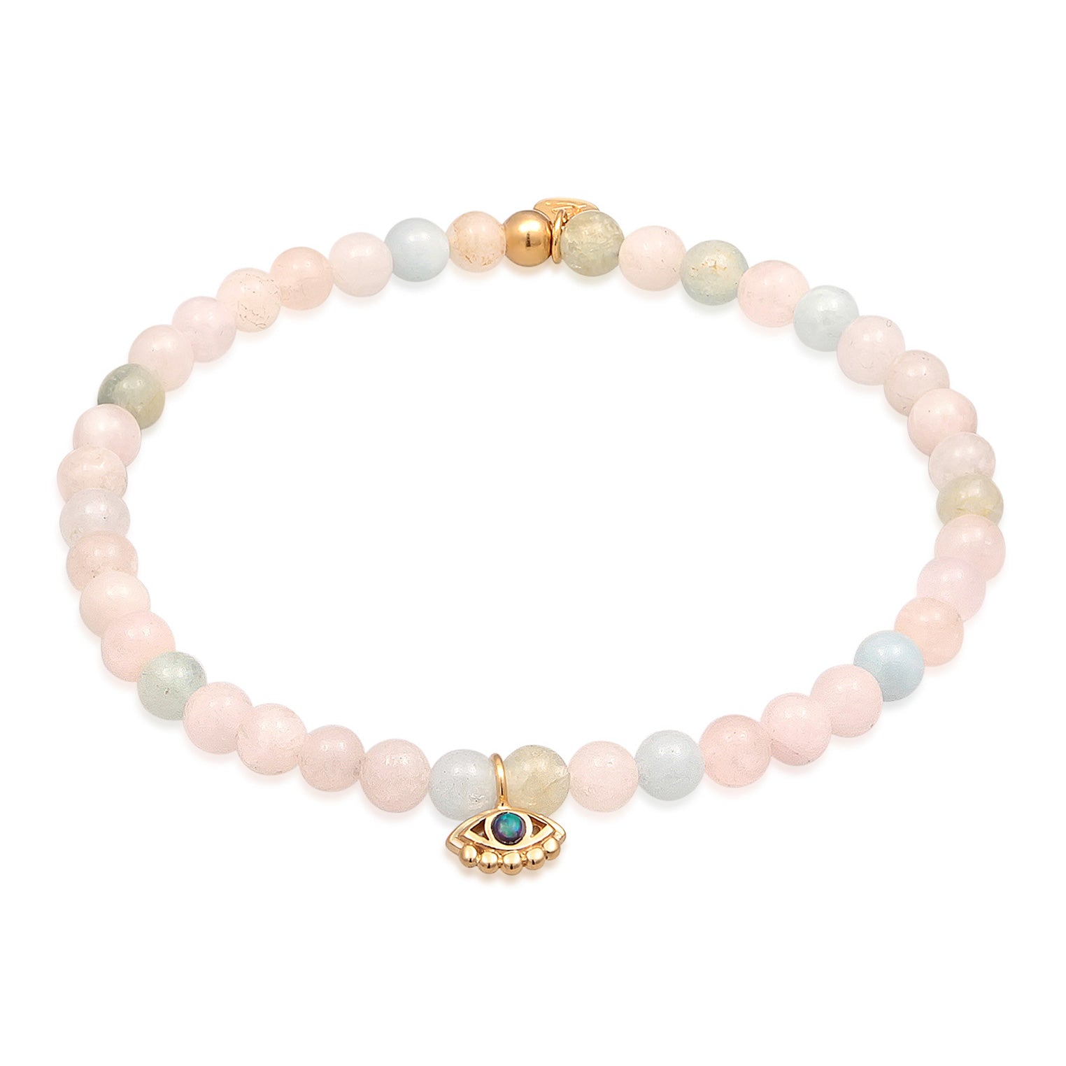 Gold - Elli PREMIUM | Armband Nazar Beads | Synth. Opal | 925er Sterling Silber Vergoldet