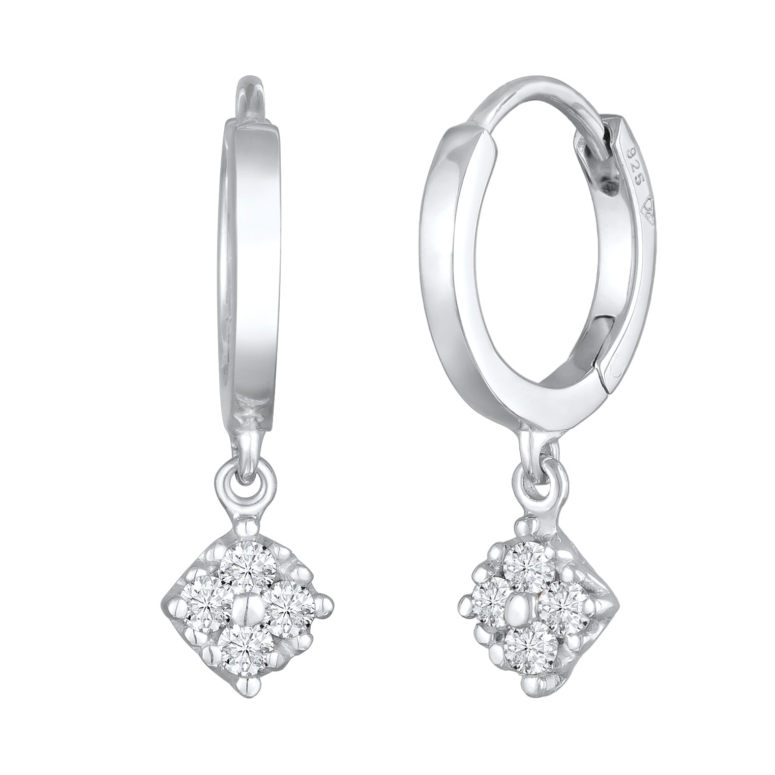 Weiß - Elli DIAMONDS | Creolen Anhänger | Laborgezüchteter Diamant (Weiß, 0.056 ct.) | 925er Sterling Silber