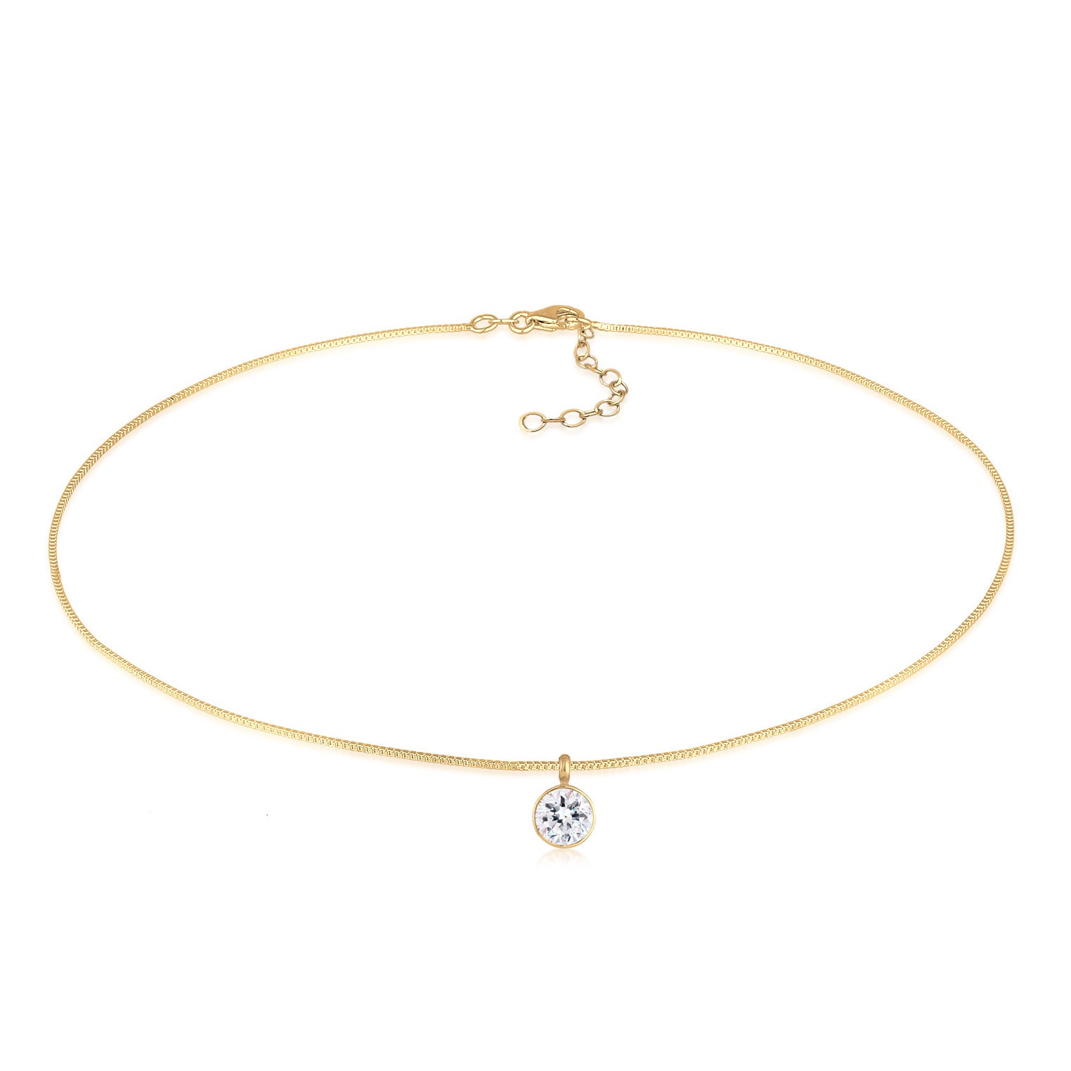 Gold - Elli | Choker Solitär | Mit Kristallen von Swarovski® (Weiß) | 925er Sterling Silber Vergoldet