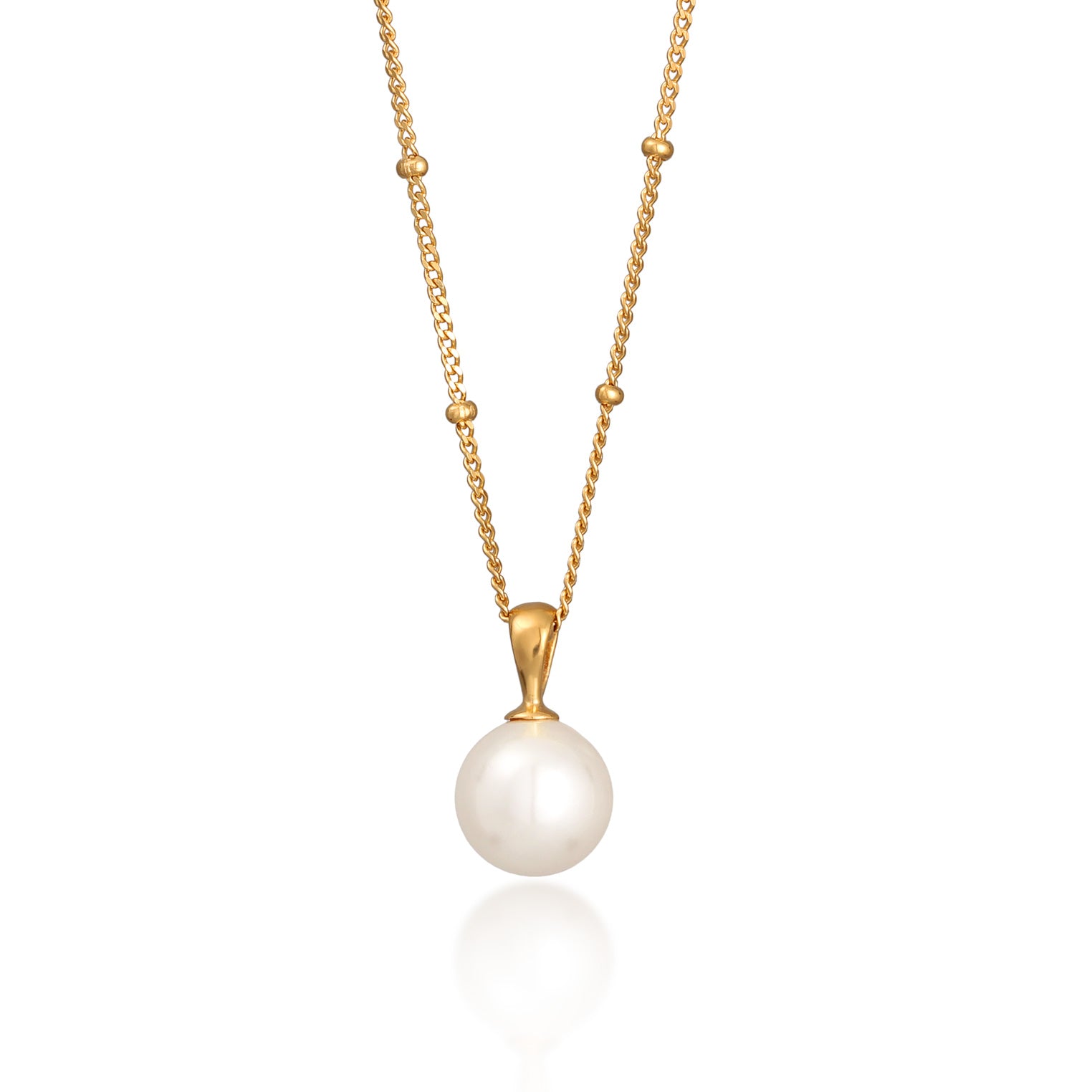 Gold - Elli | Kugel-Halskette | Muschelkernperle | 925er Sterling Silber Vergoldet