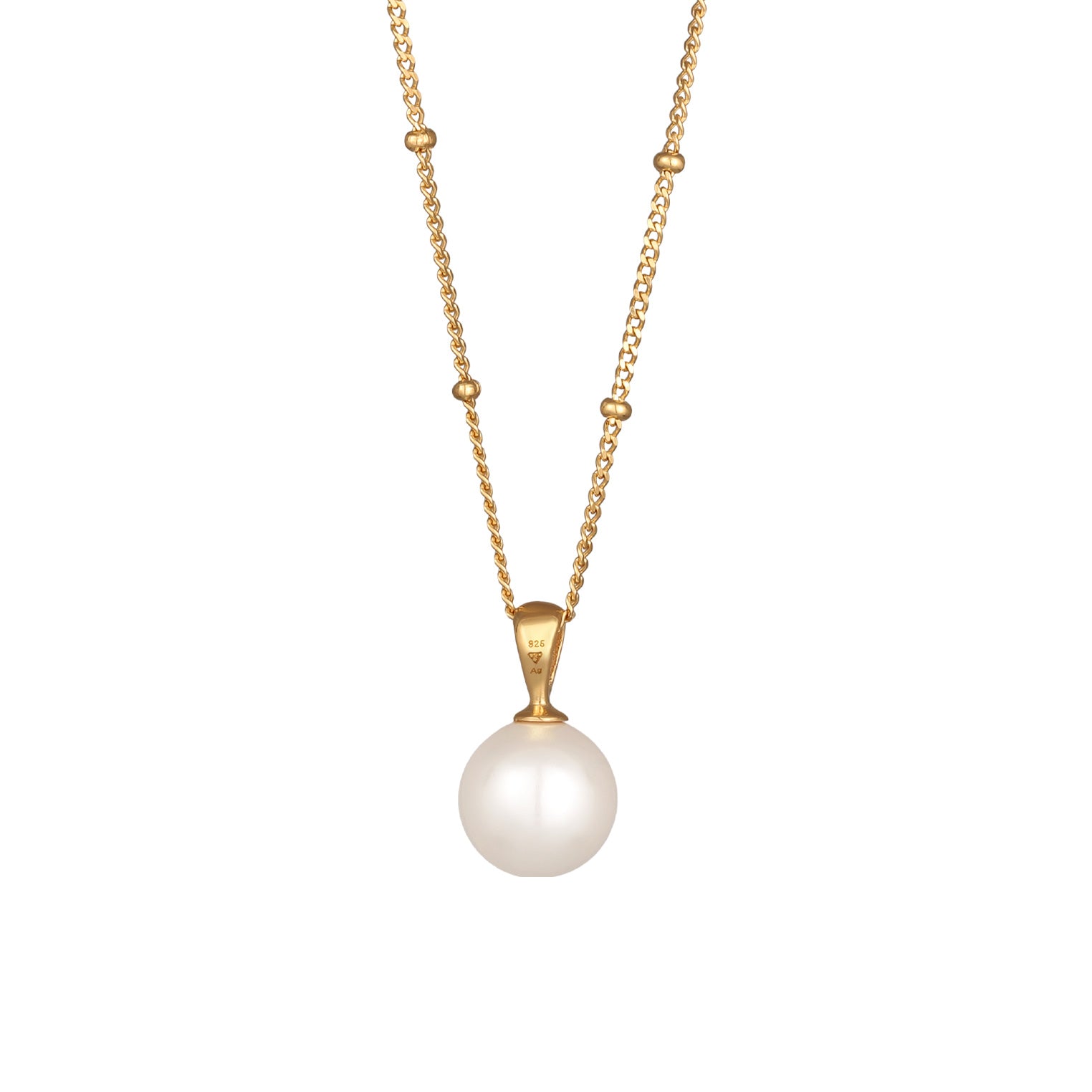 Gold - Elli | Kugel-Halskette | Muschelkernperle | 925er Sterling Silber Vergoldet