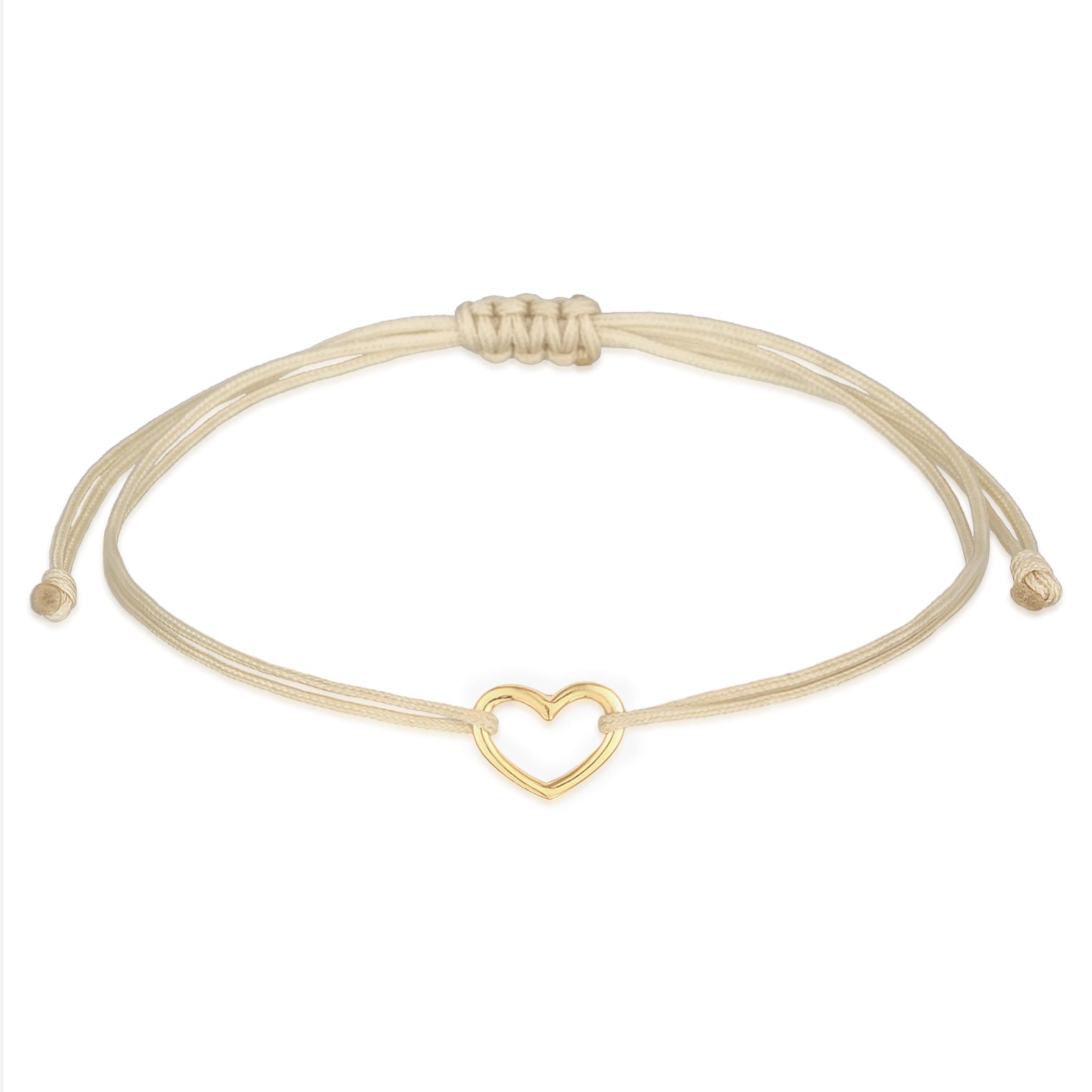 Gold - Elli | Armband Herz | Nylon | 925er Sterling Silber Vergoldet