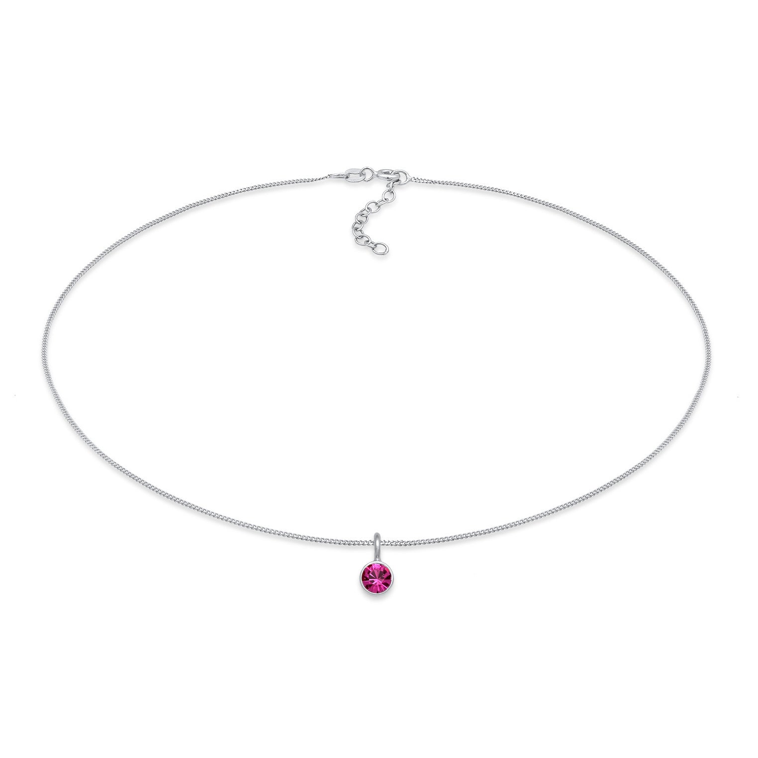 Silber - Elli | Choker Solitär | Kristall (Rot) | 925er Sterling Silber