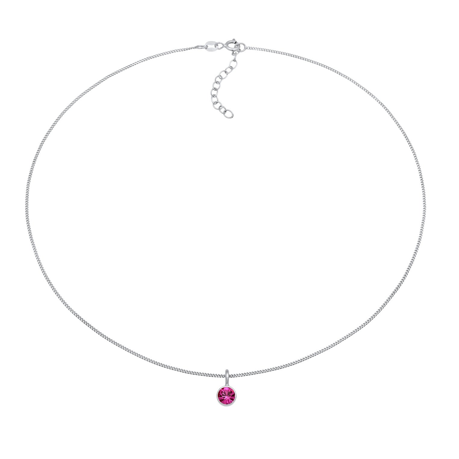 Silber - Elli | Choker Solitär | Kristall (Rot) | 925er Sterling Silber