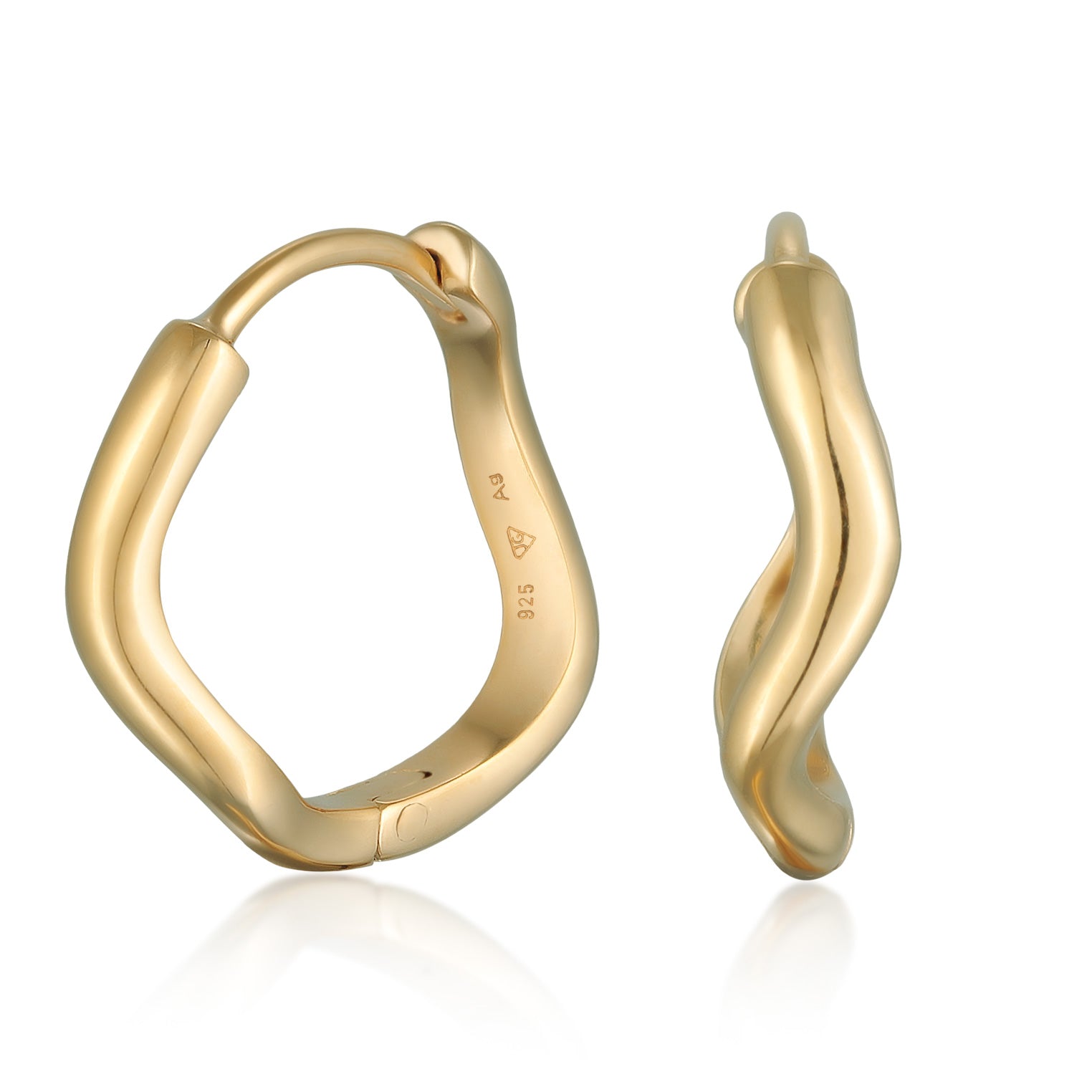 Gold - Elli | Creolen Organic Welle | 925er Sterling Silber Vergoldet