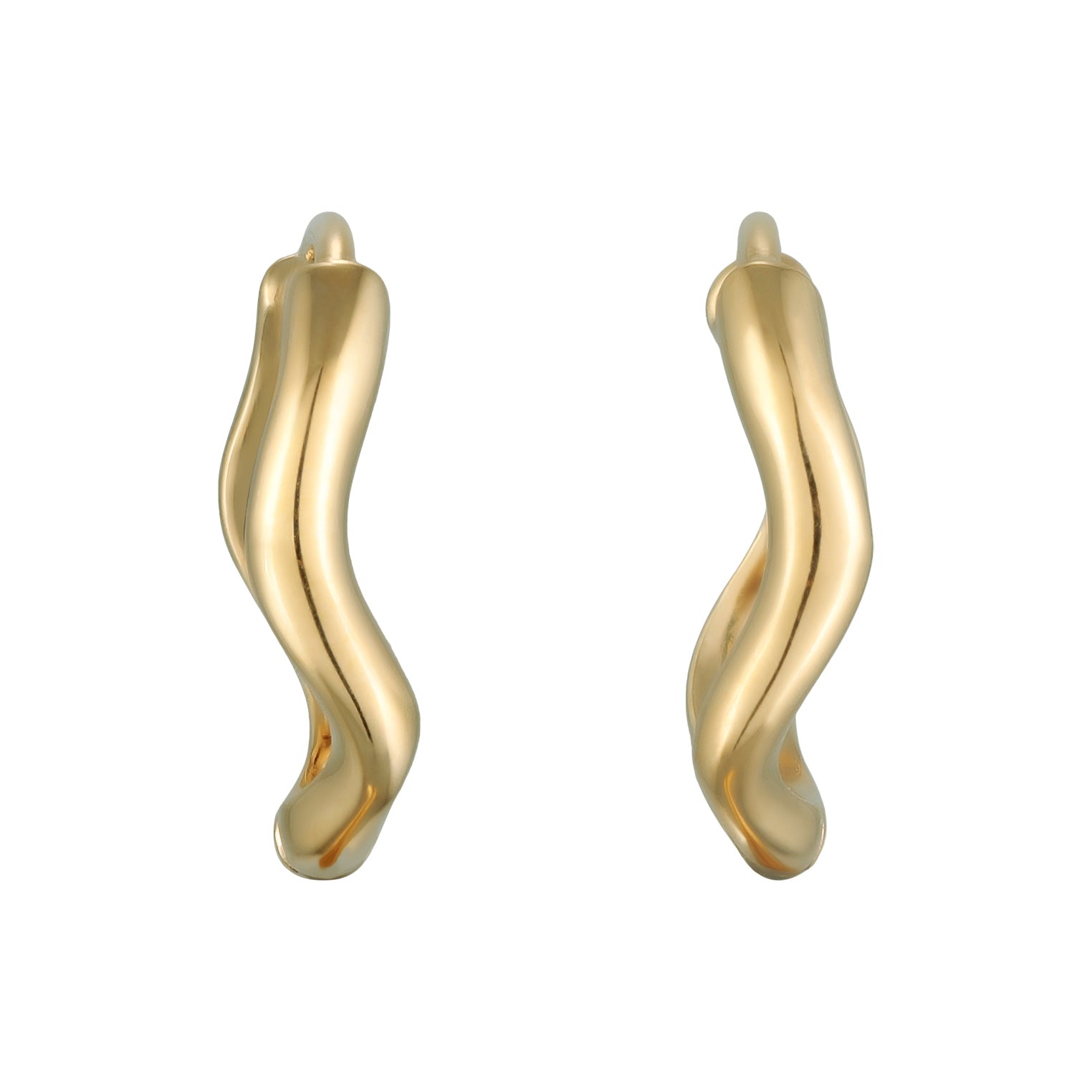 Gold - Elli | Creolen Organic Welle | 925er Sterling Silber Vergoldet