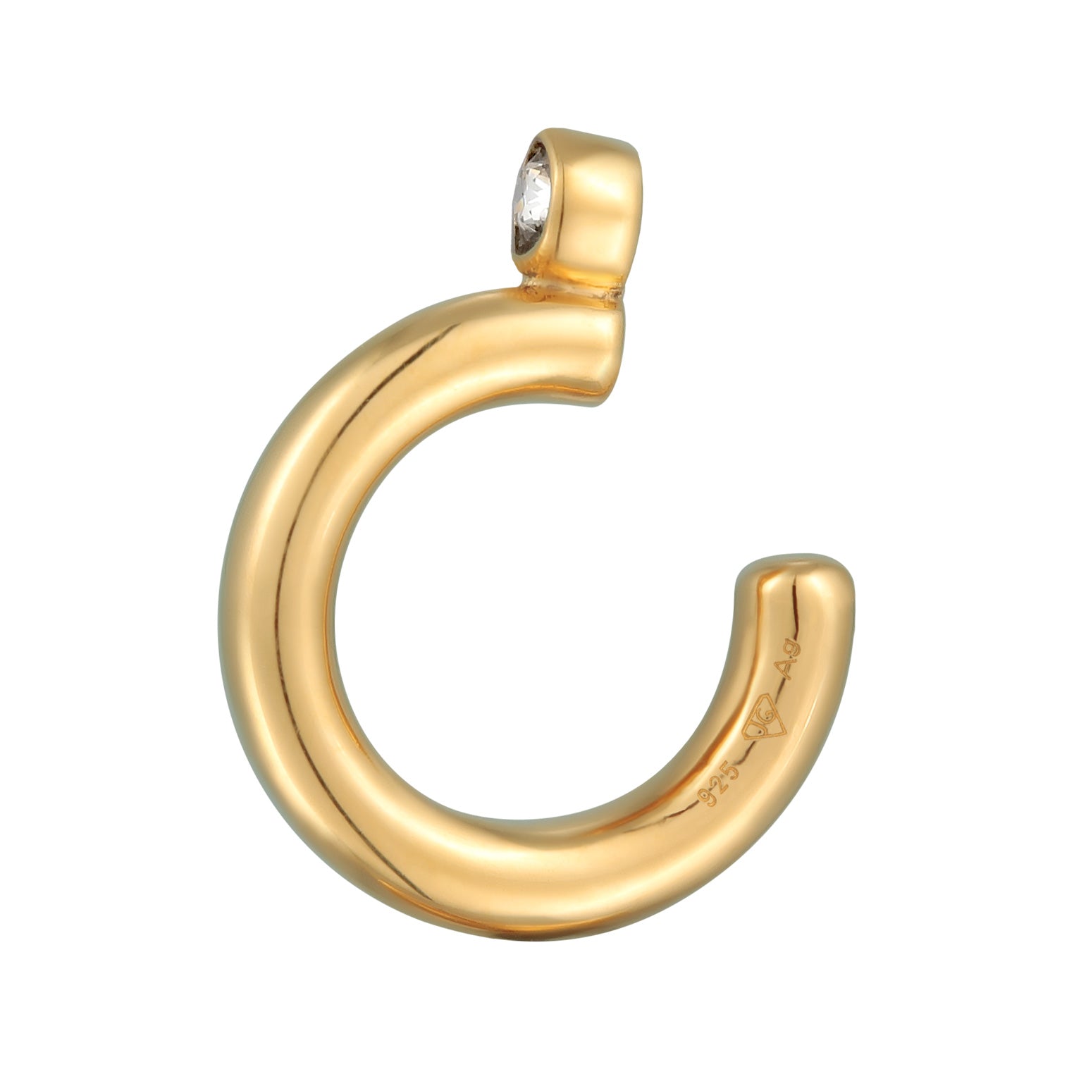 Gold - Elli | Earcuff Basique | Mit Kristallen von Swarovski® (Weiß) | 925er Sterling Silber Vergoldet