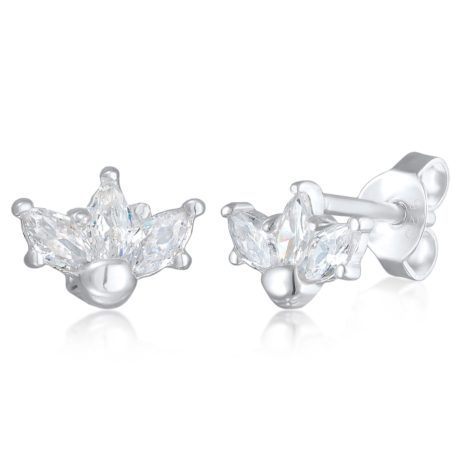 Silber - Elli | Ohrstecker Krone | Zirkonia (Weiß) | 925er Sterling Silber
