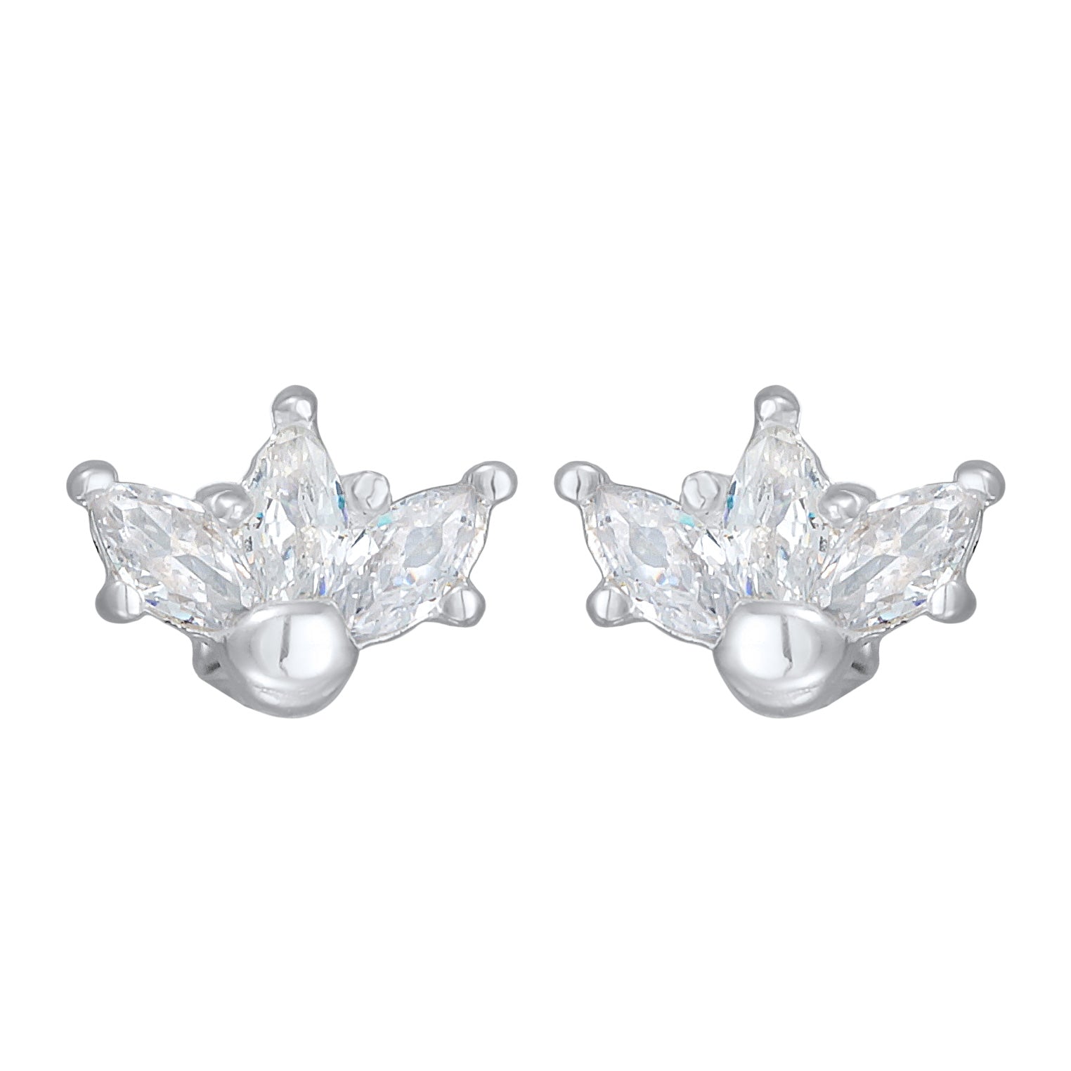 Silber - Elli | Ohrstecker Krone | Zirkonia (Weiß) | 925er Sterling Silber
