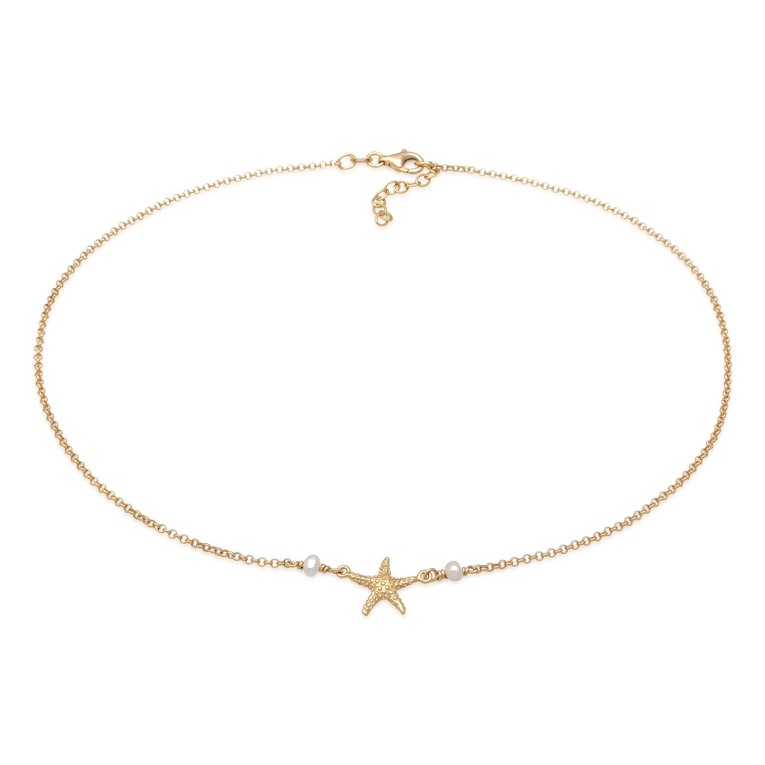 Gold - Elli | Choker Seestern | Süßwasserzuchtperle | 925er Sterling Silber Vergoldet