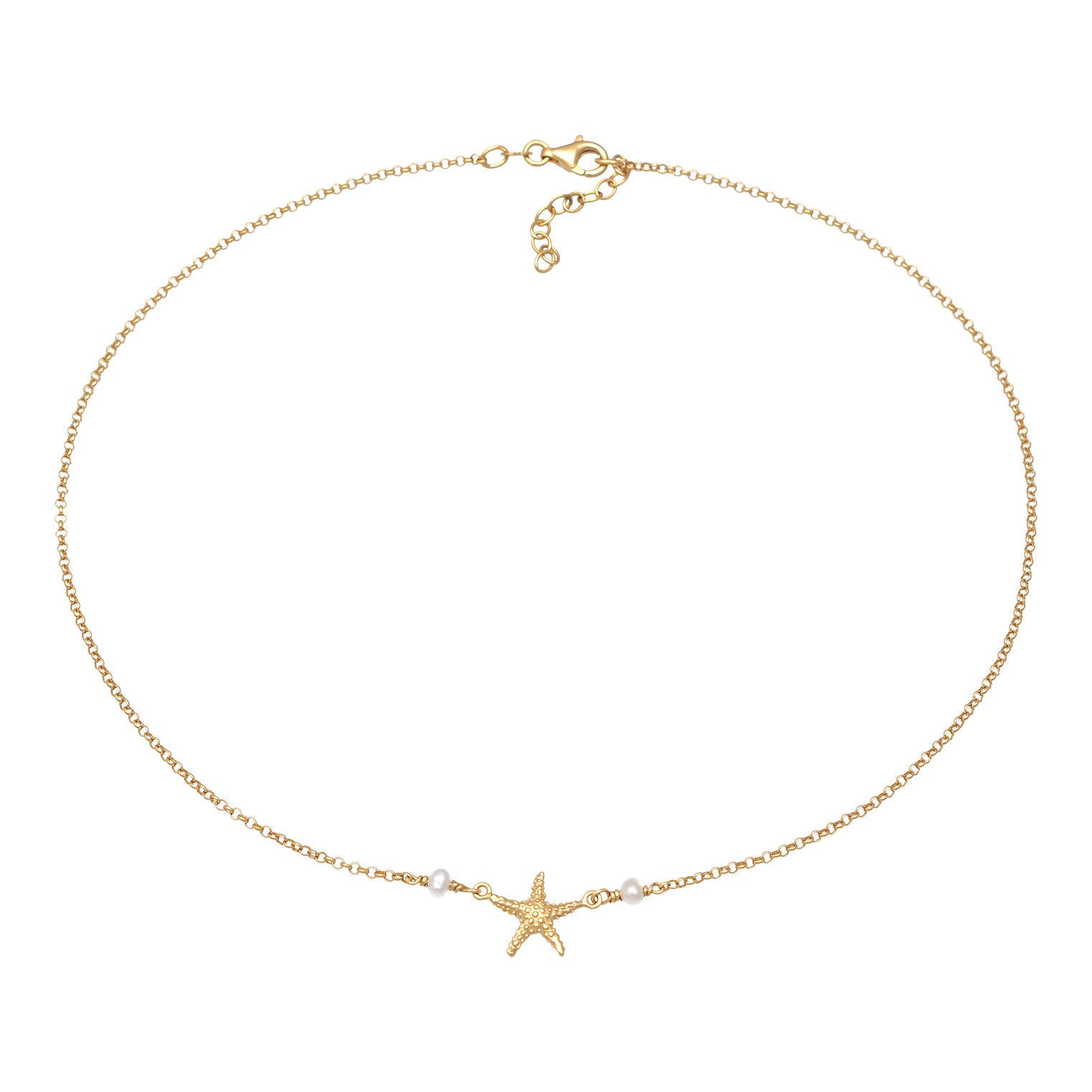 Gold - Elli | Choker Seestern | Süßwasserzuchtperle | 925er Sterling Silber Vergoldet