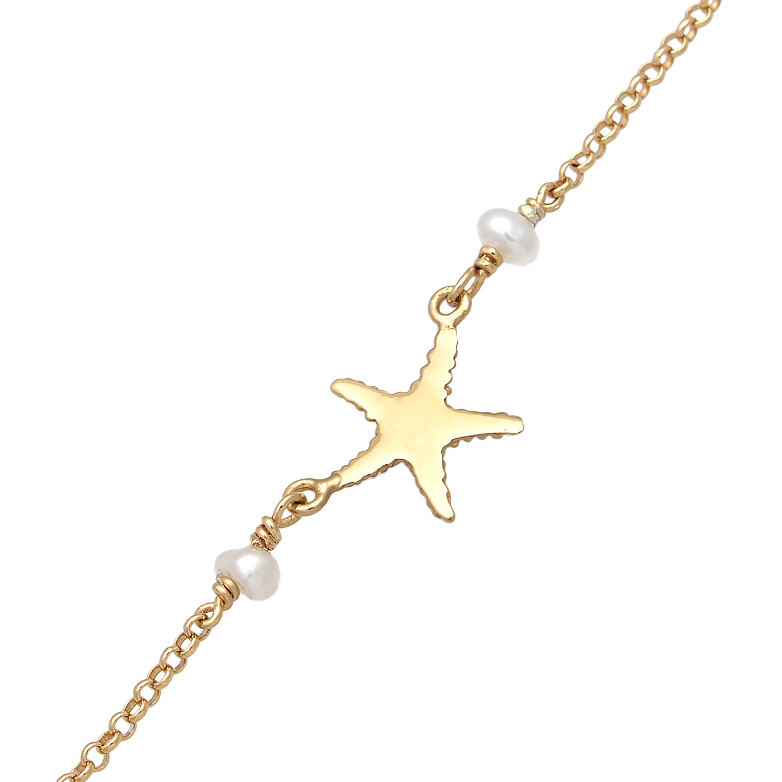 Gold - Elli | Choker Seestern | Süßwasserzuchtperle | 925er Sterling Silber Vergoldet