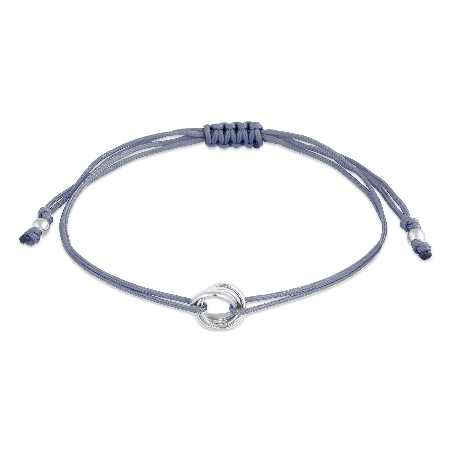 Hellblau - Elli | Armband Kreis | Nylon (Grau) | 925er Sterling Silber
