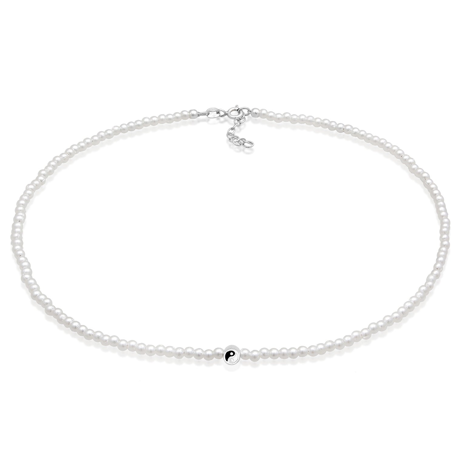 Weiß - Elli | Choker Basique | Synth. Perle | 925er Sterling Silber