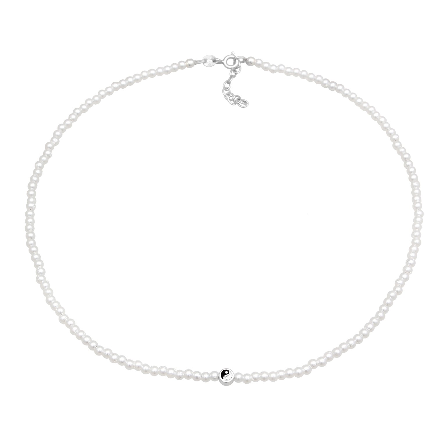 Weiß - Elli | Choker Basique | Synth. Perle | 925er Sterling Silber