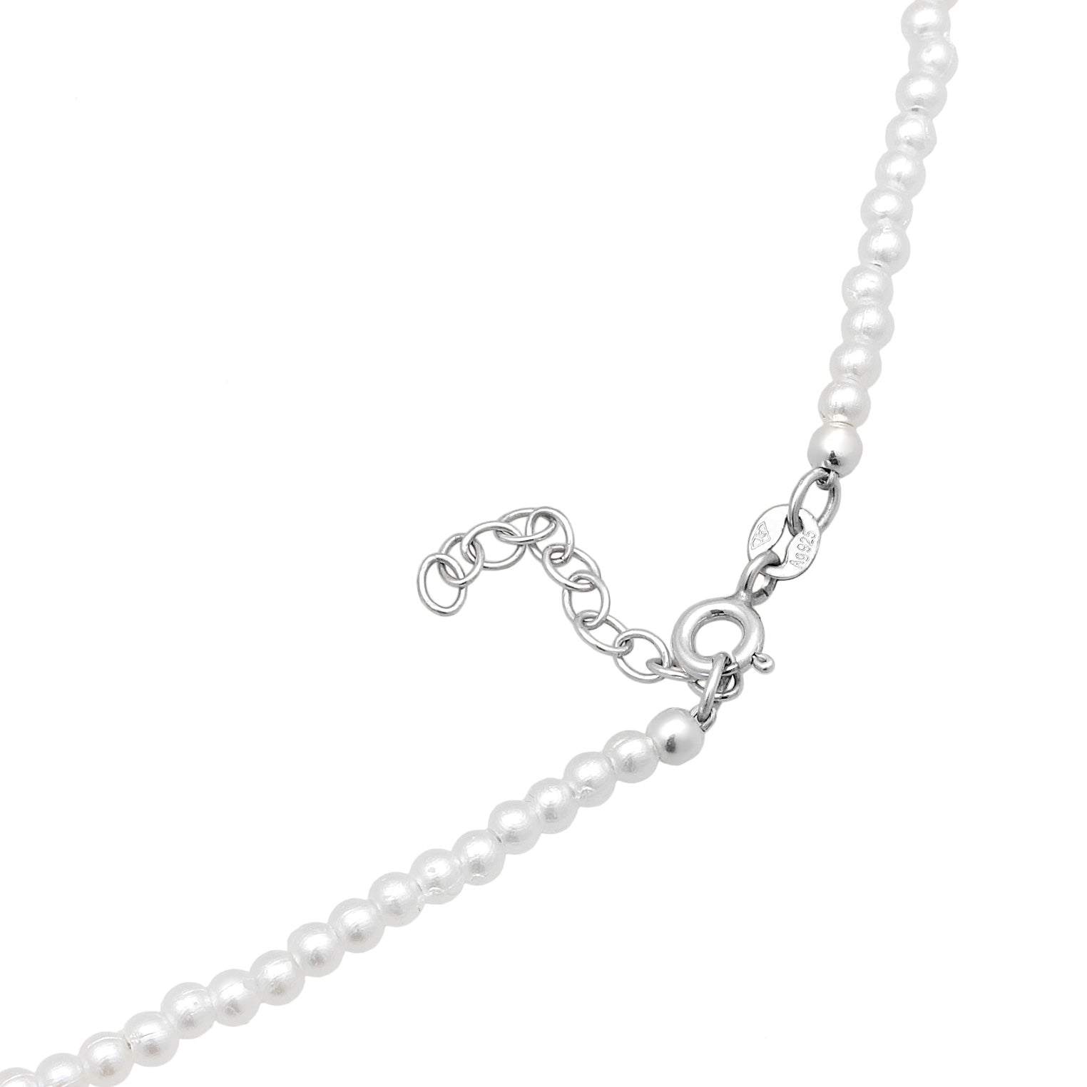 Weiß - Elli | Choker Basique | Synth. Perle | 925er Sterling Silber
