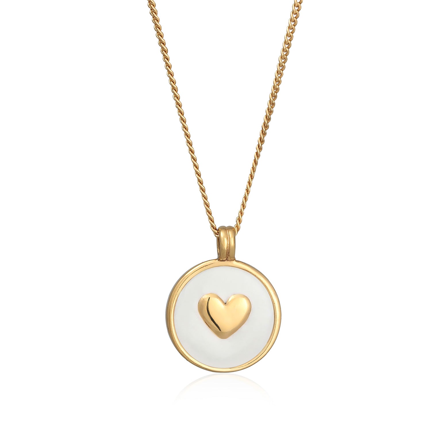 Halskette Herz | Emaille (Weiß) – Elli Jewelry