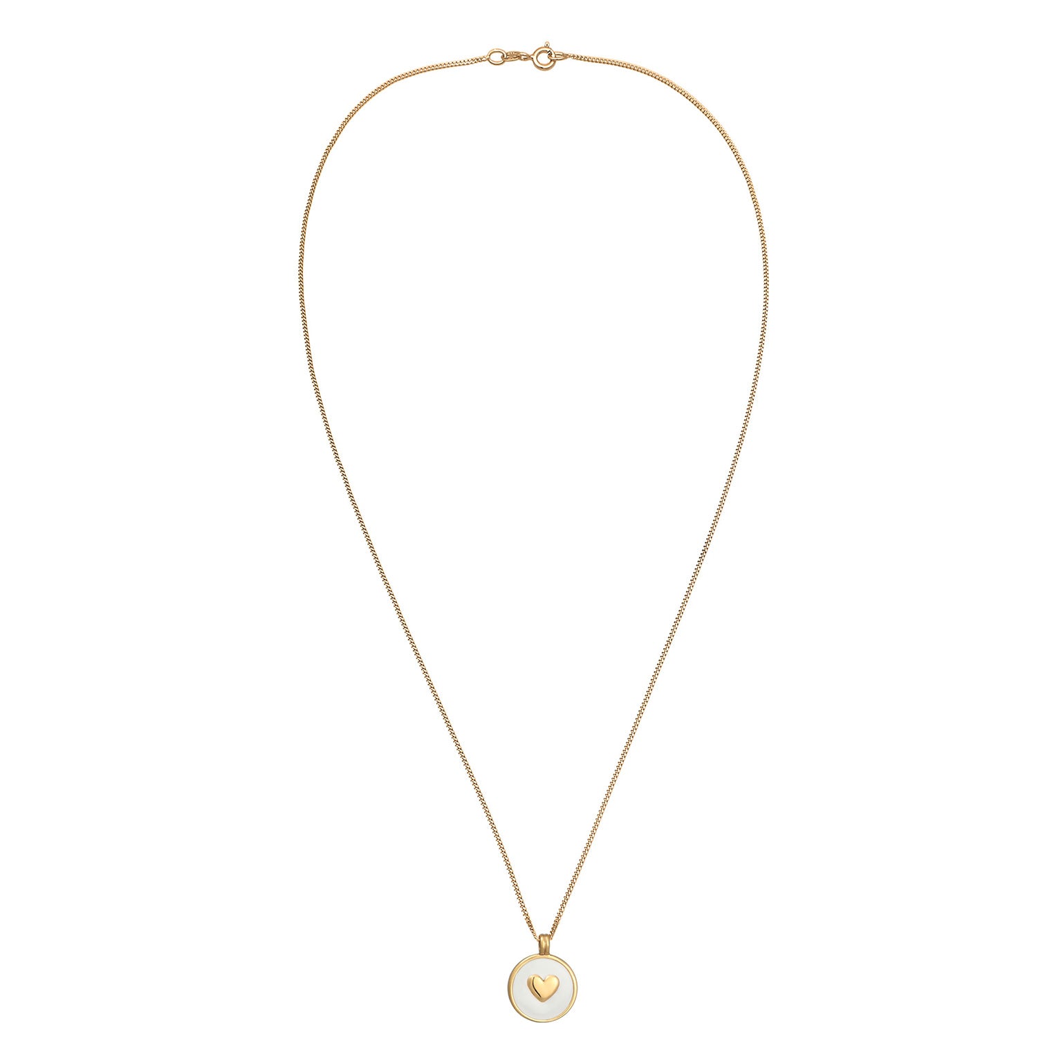 Gold - Elli | Halskette Herz | Emaille (Weiß) | 925er Sterling Silber Vergoldet