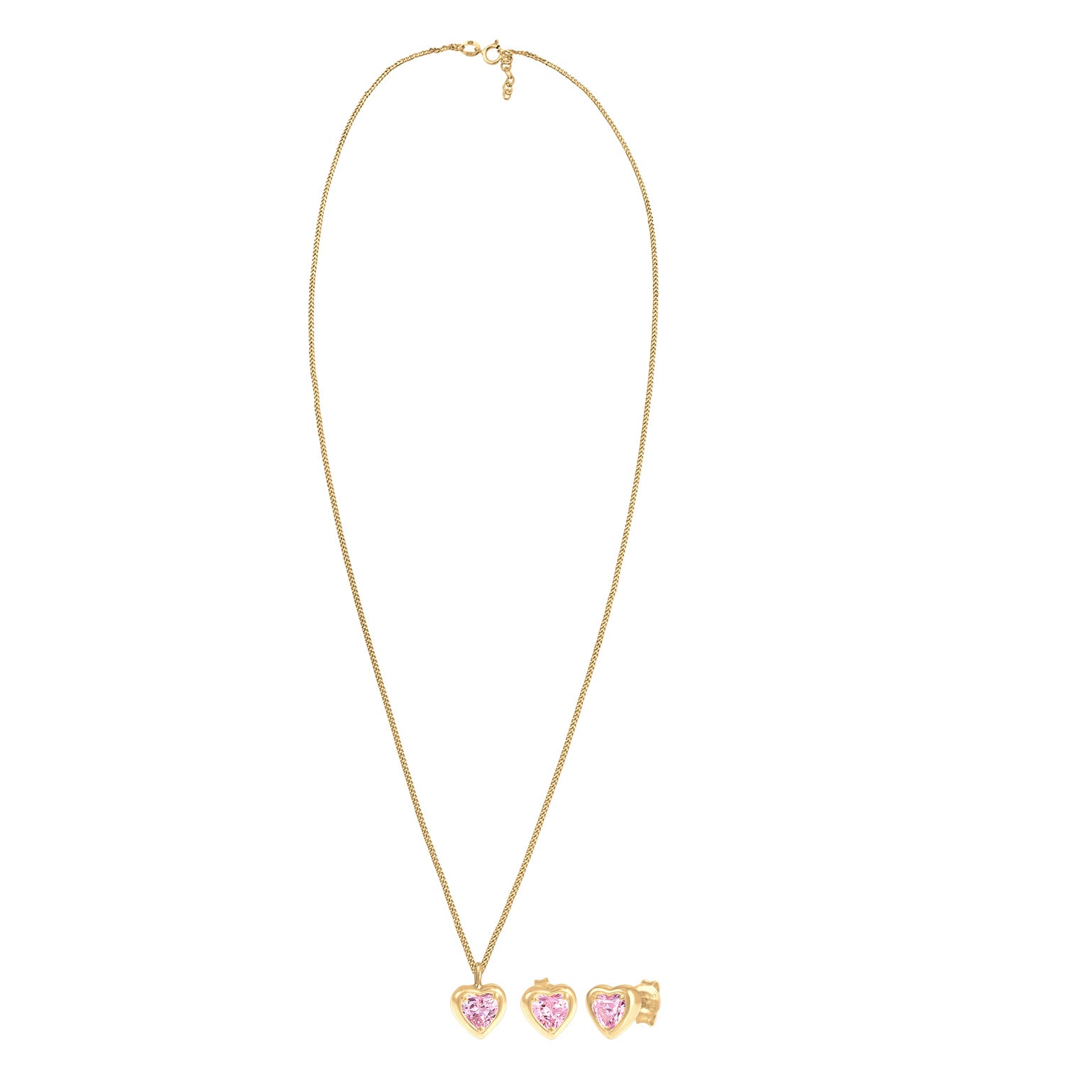 Gold - Elli | SchmuckSet Herz | Zirkonia (Rosa) | 925er Sterling Silber Vergoldet