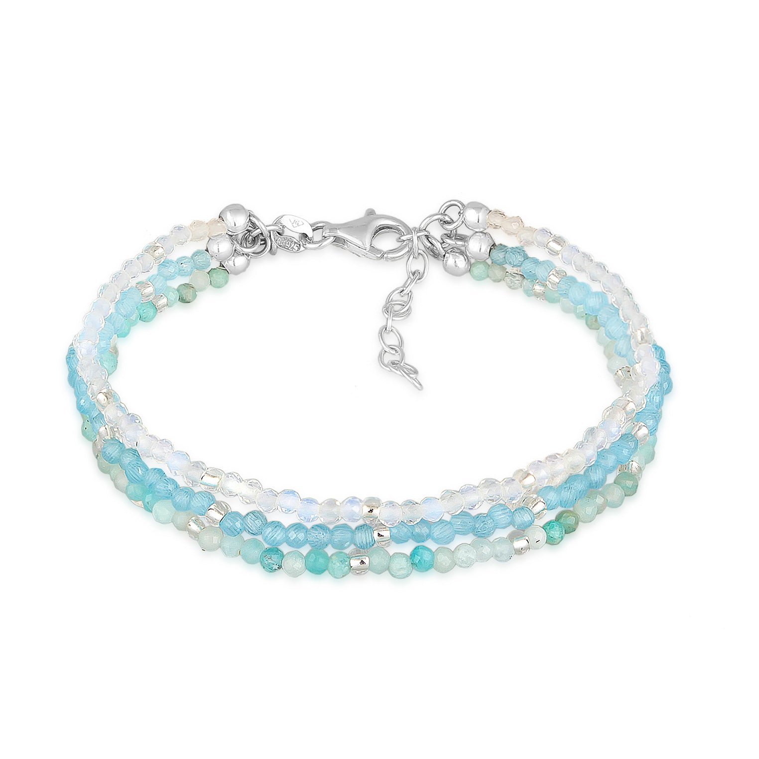 Hellblau - Elli PREMIUM | Layer-Armband Beads | 925er Sterling Silber