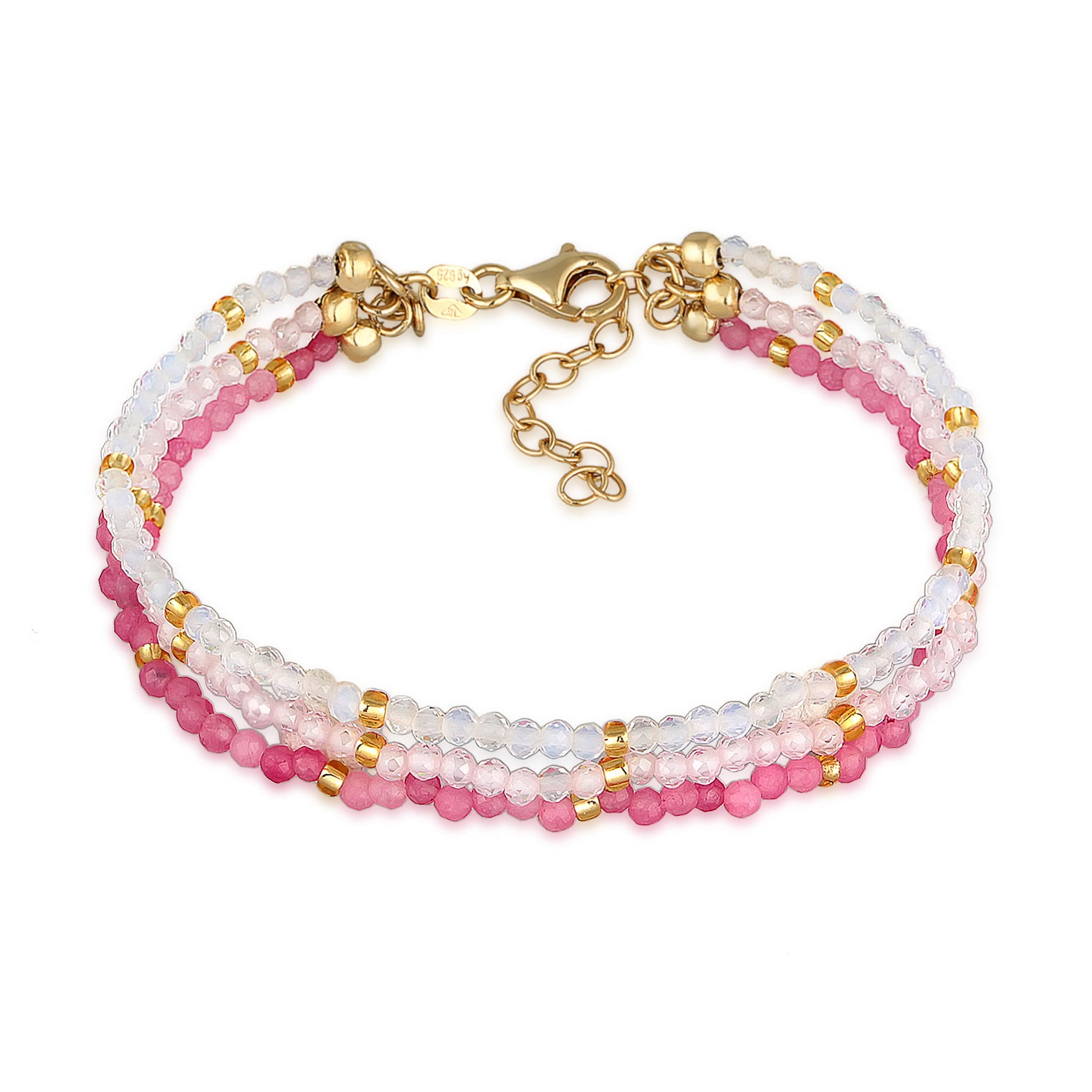 Rosa - Elli PREMIUM | Layer-Armband Beads | 925er Sterling Silber Vergoldet