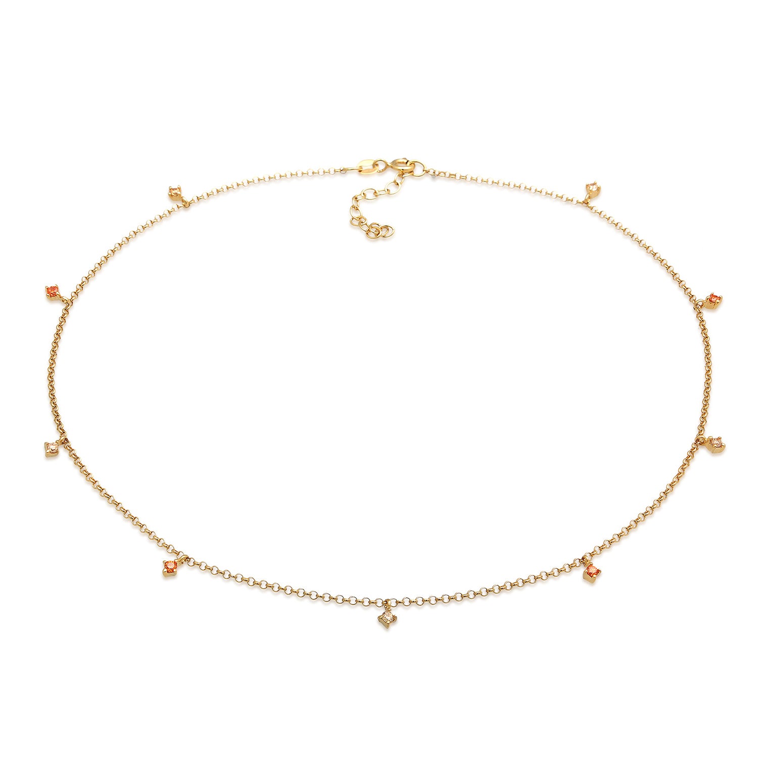 Orange - Elli | Choker | Zirkonia (Orange) | 925er Sterling Silber Vergoldet