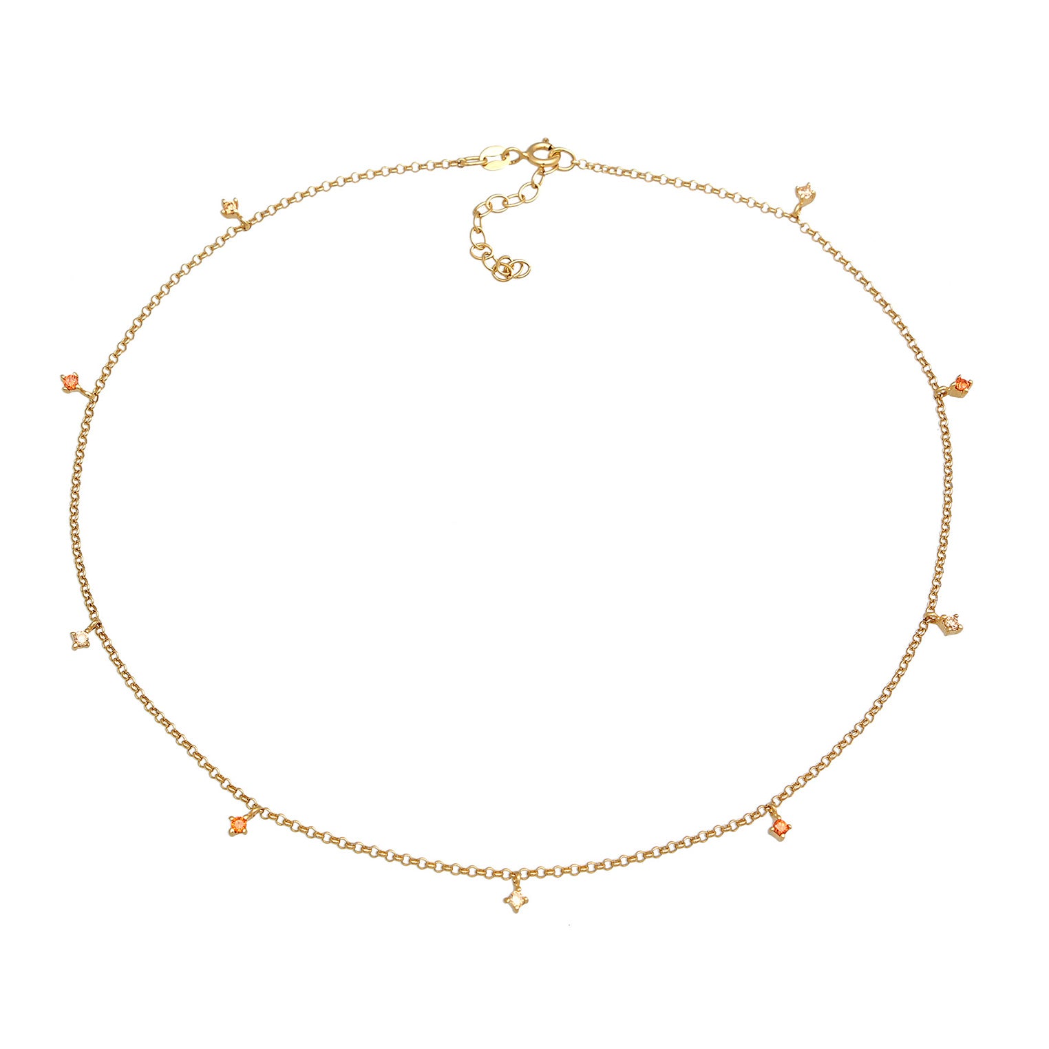 Orange - Elli | Choker | Zirkonia (Orange) | 925er Sterling Silber Vergoldet