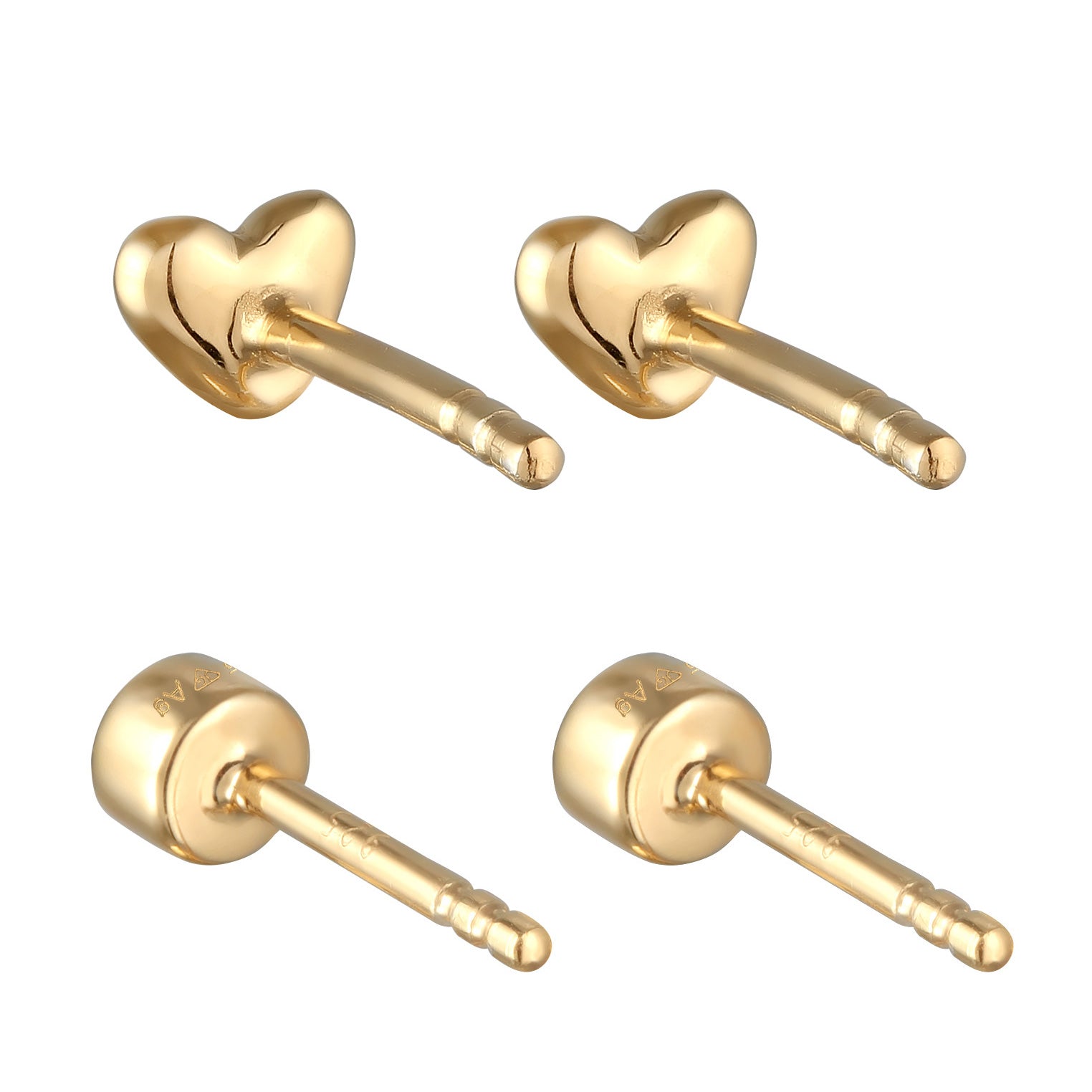Gold - Elli | Ohrstecker Set Herz | Mit Kristallen von Swarovski® (Weiß) | 925er Sterling Silber Vergoldet