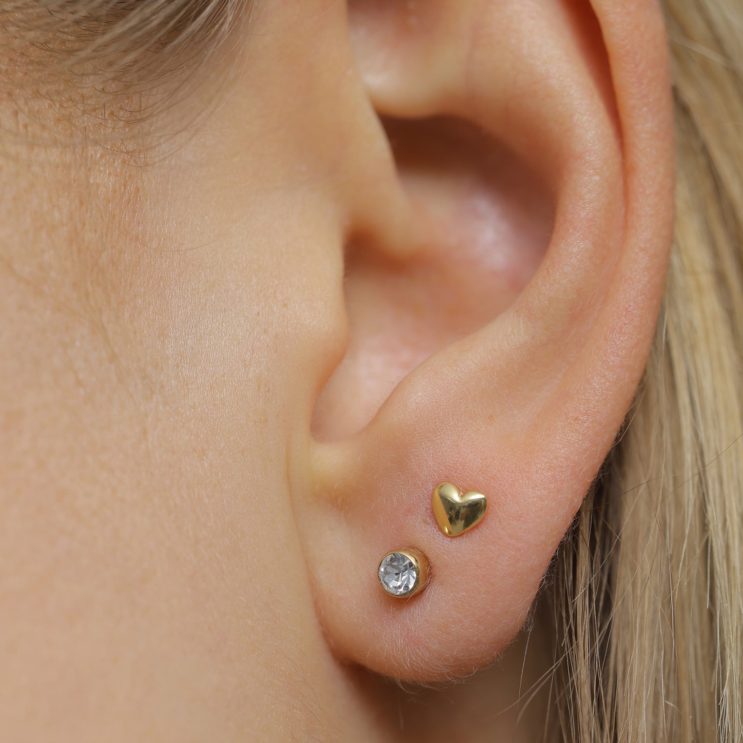 Gold - Elli | Ohrstecker Set Herz | Mit Kristallen von Swarovski® (Weiß) | 925er Sterling Silber Vergoldet