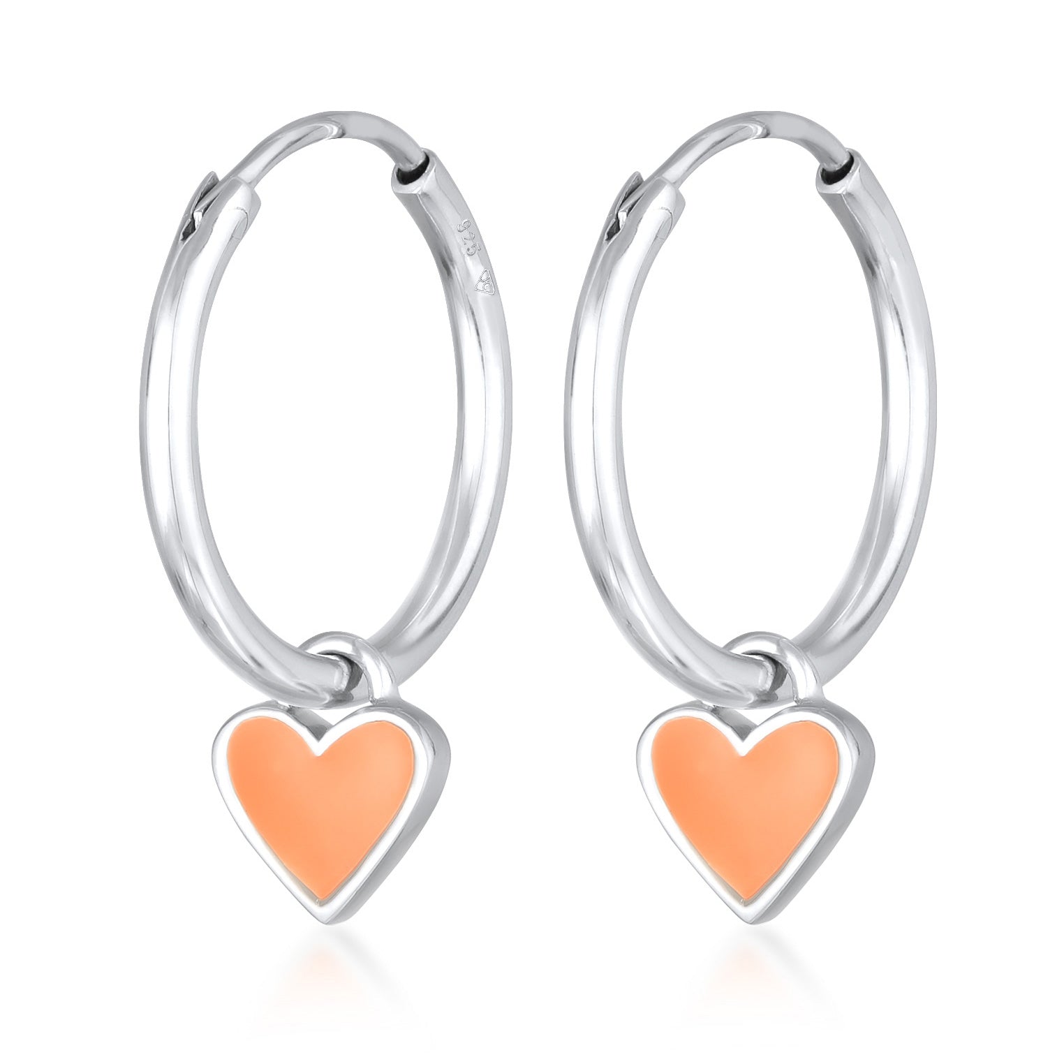 Orange - Elli | Creolen Herz | Emaille (Orange) | 925er Sterling Silber