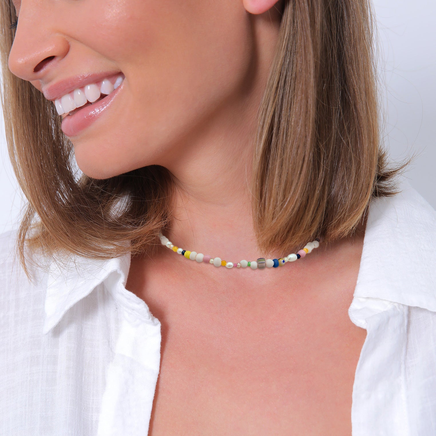 Bunt - Elli PREMIUM | Choker Beads | 925er Sterling Silver Vergoldet