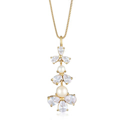 Necklace Flowers | Zirconia (White) & Freshwater Pearls