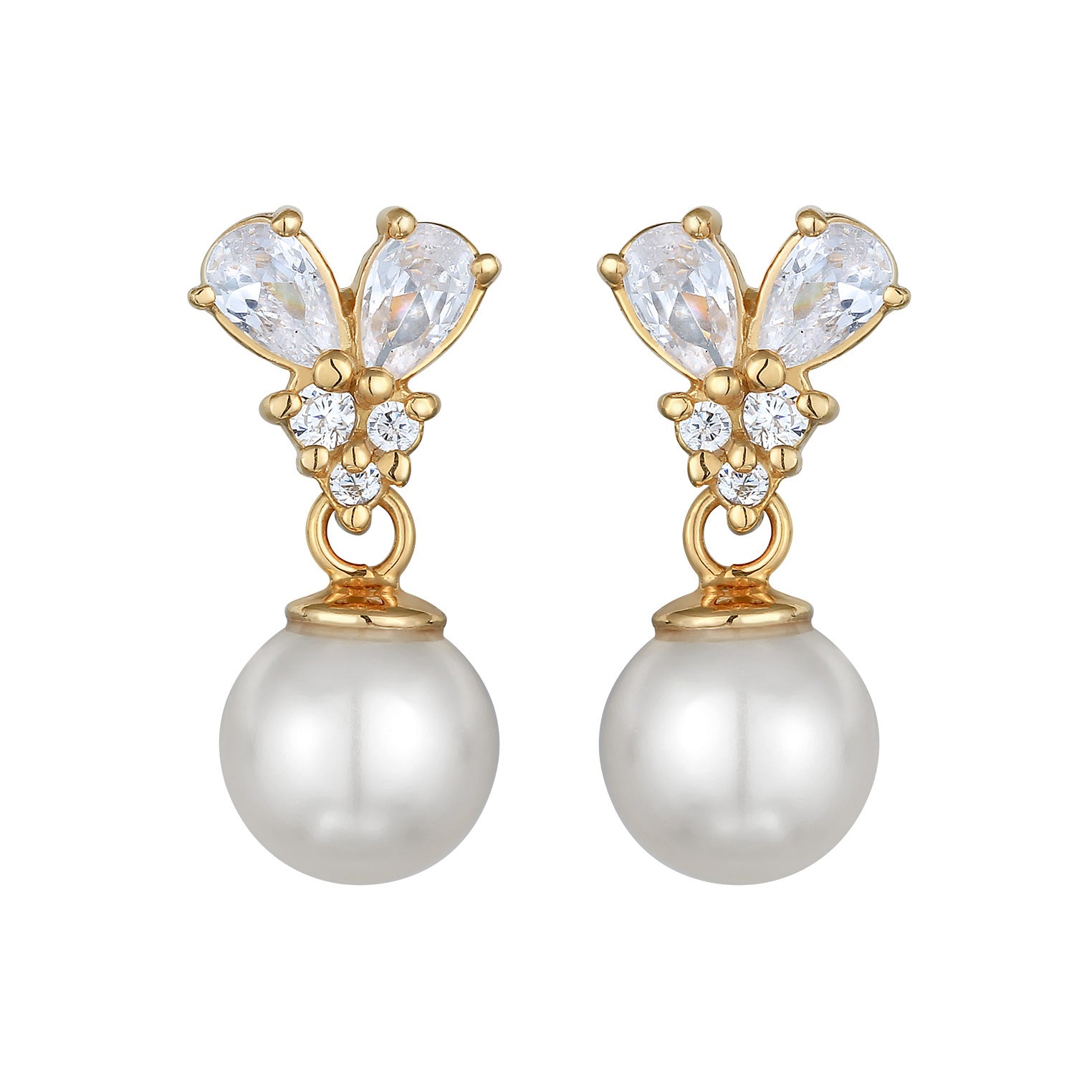 Gold - Elli PREMIUM | Ohrhänger Elegant | Zirkonia (Weiß) | 925er Sterling Vergoldet