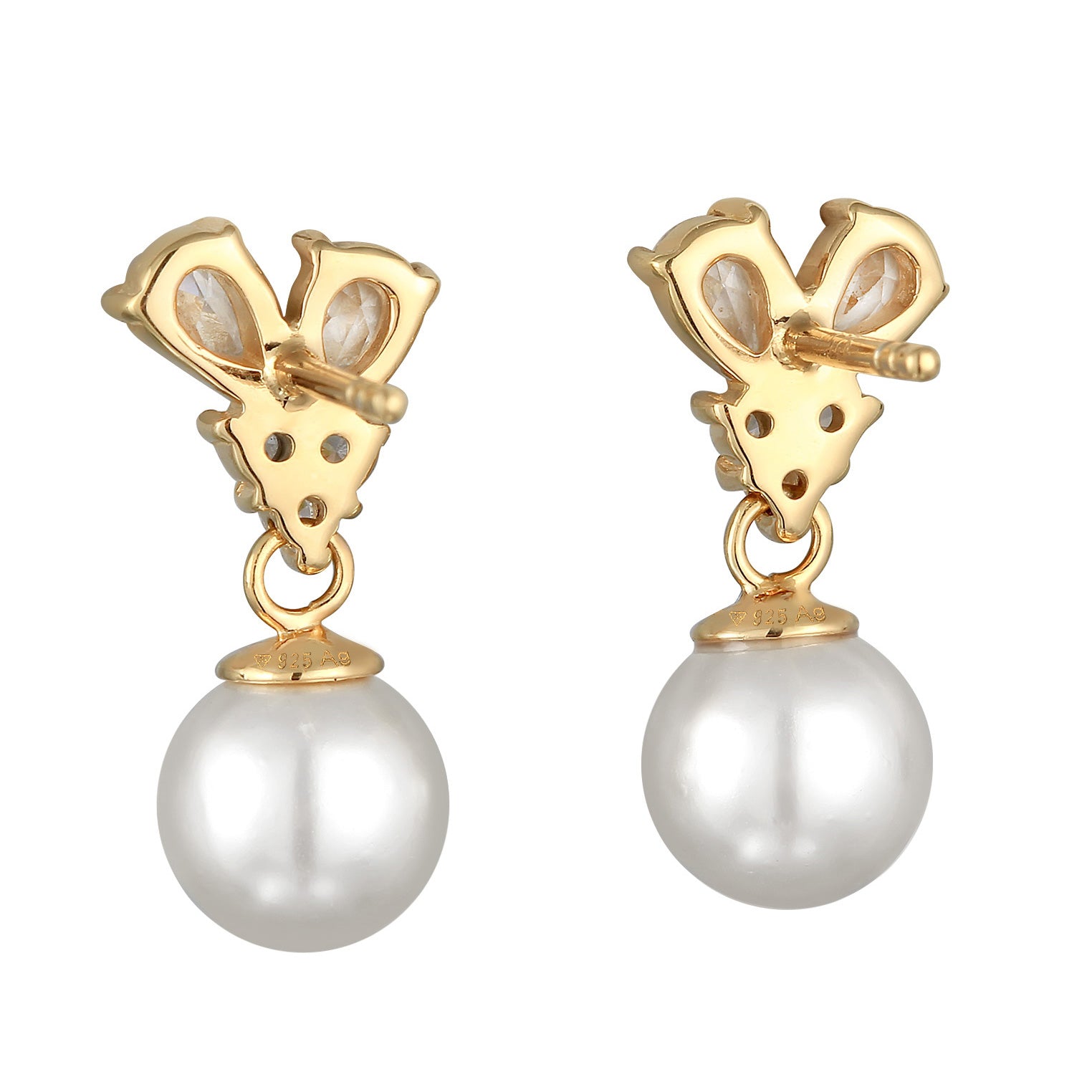 Gold - Elli PREMIUM | Ohrhänger Elegant | Zirkonia (Weiß) | 925er Sterling Vergoldet