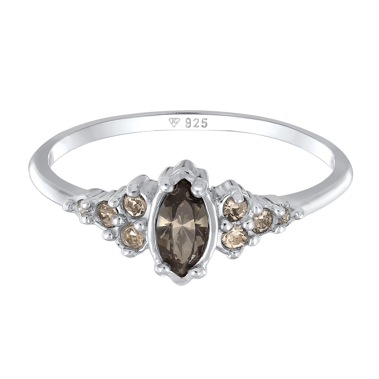 Silber - Elli | Verlobungsring Marquise | Kristall (Grau) | 925er Sterling Silber