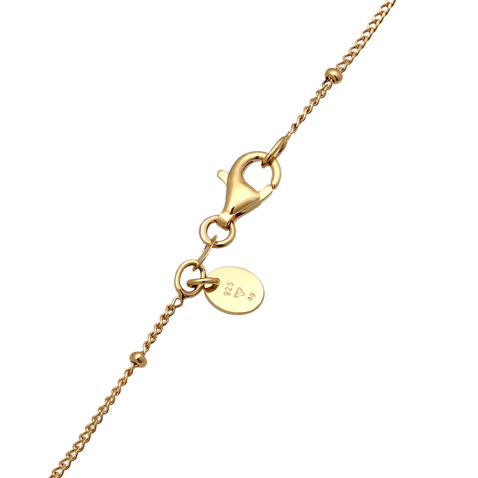 Gold - Elli PREMIUM | Halskette Plättchen Vintage | Süßwasserzuchtperle | 925er Sterling Silber Vergoldet