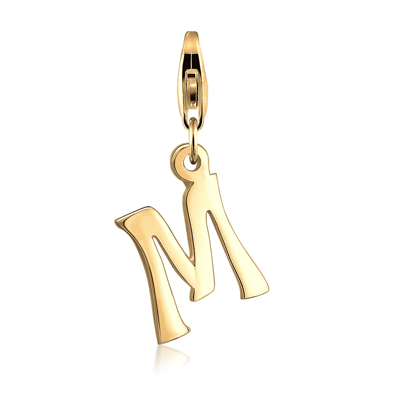 Gold - Nenalina | Charm Buchstabe M Anhänger | 925er Sterling Silber Vergoldet