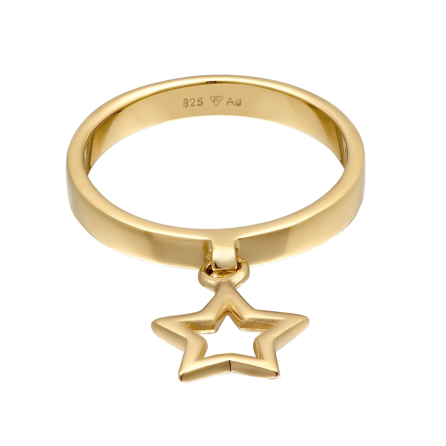 Gold - Elli | Ring Stern Anhänger | 925er Sterling Silber Vergoldet