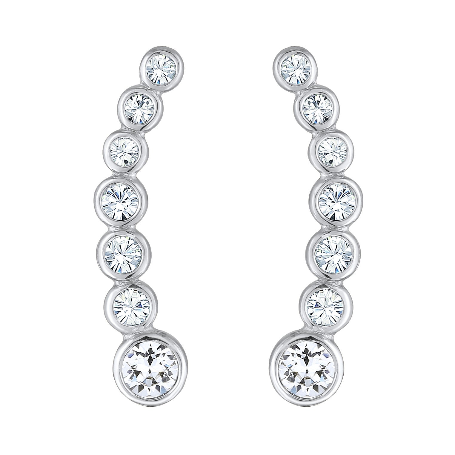 Silber - Elli | Earclimber Funkelnd | Mit Kristallen von Swarovski® (Weiß) | 925er Sterling Silber