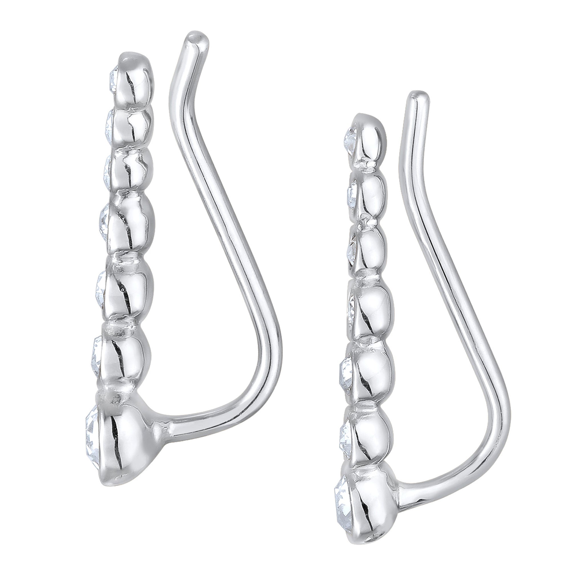Silber - Elli | Earclimber Funkelnd | Mit Kristallen von Swarovski® (Weiß) | 925er Sterling Silber